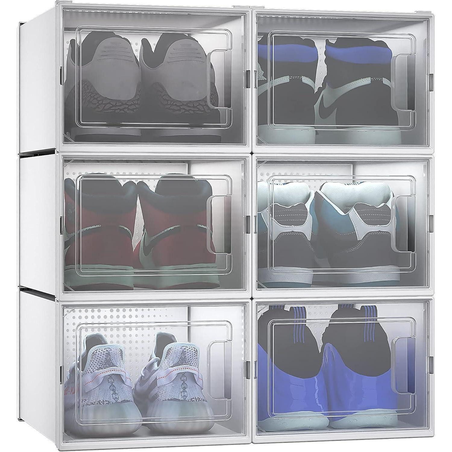 YITAHOME Schuhformer Schuhboxen 6er Set stapelbar transparent belüftet Größe 46