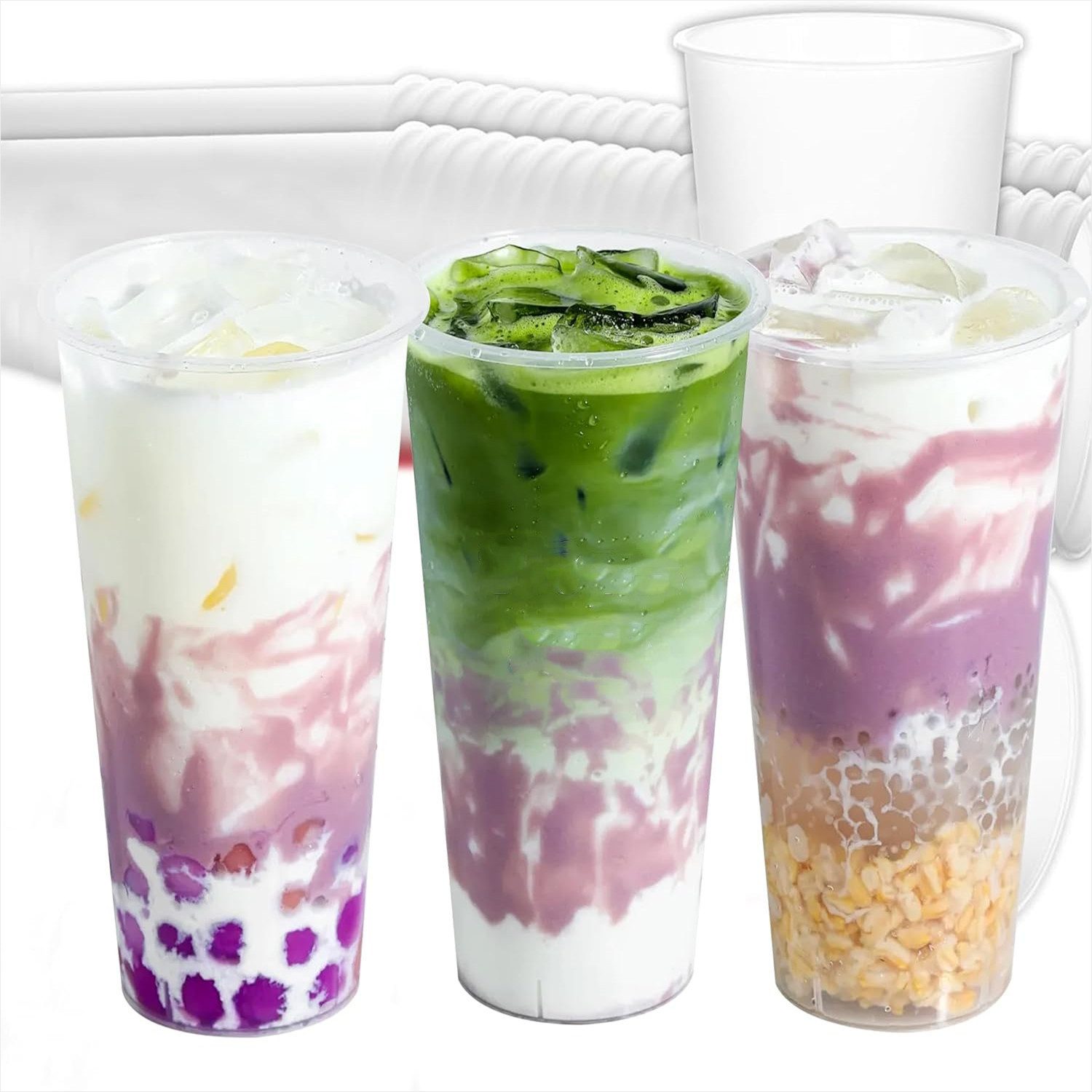 KingLux Многоразовая чашка 100Stück 500ml Partybecher mit Deckel Spülmaschinenfeste PP-Becher, (100-tlg)