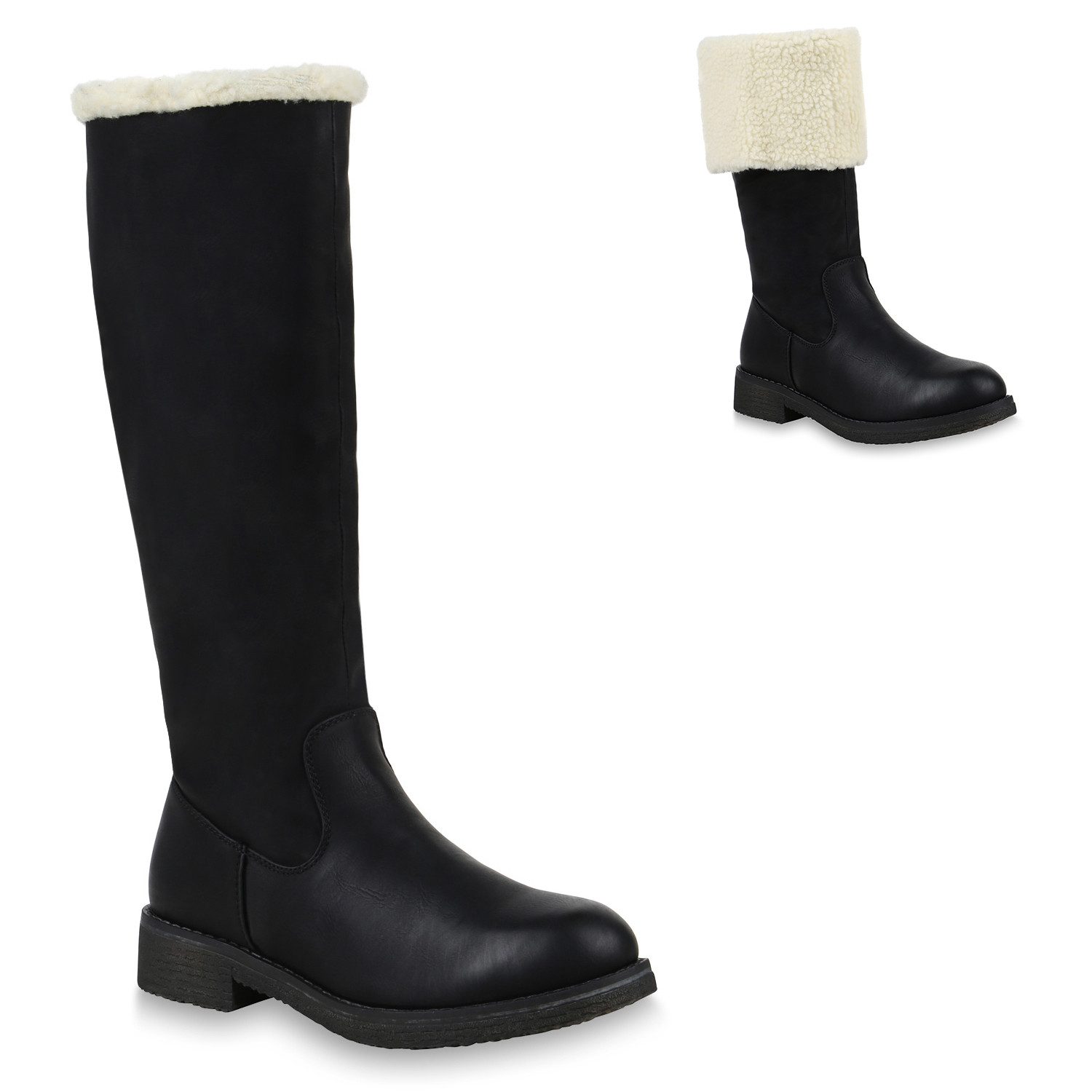 VAN HILL 820371 Winterstiefel Eleanor Damen Winterstiefel mit modischem Blockabsatz und Kunstfell
