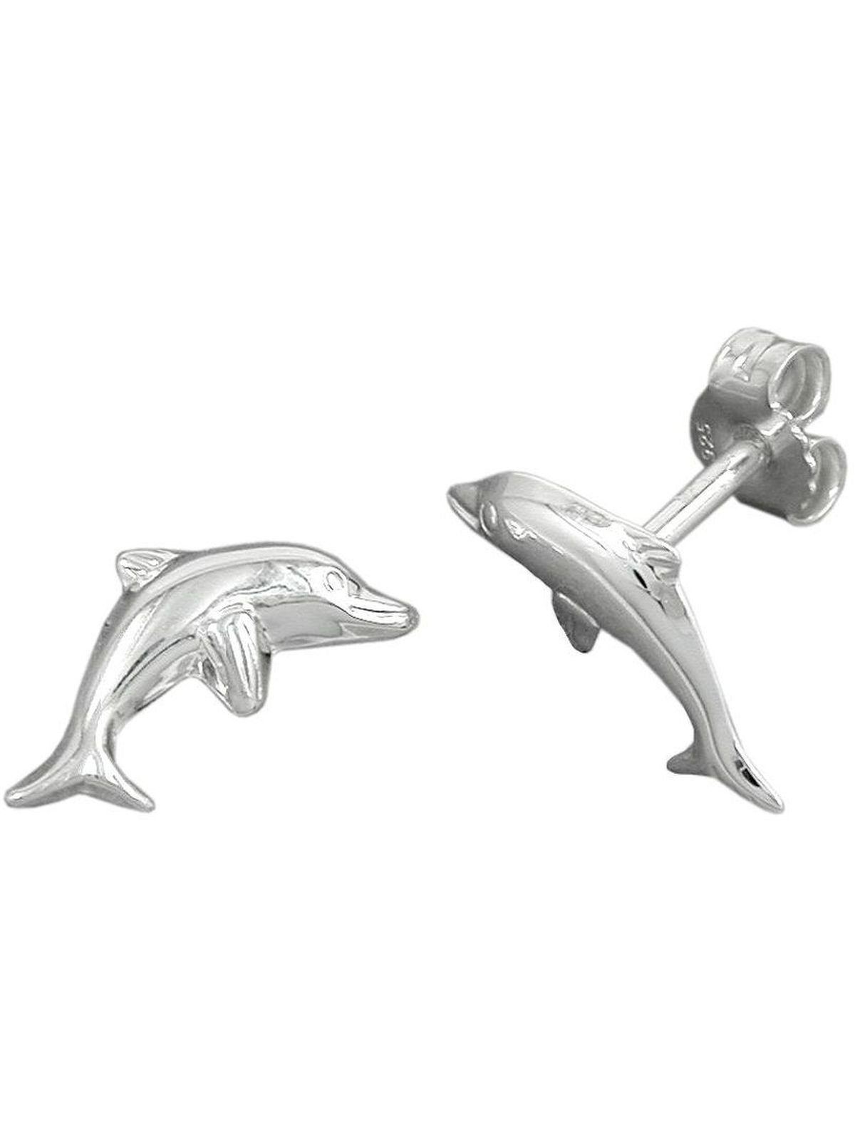 Gallay Paar Ohrstecker Ohrring 12x6mm springender Delfin Silber 925 (1-tlg)