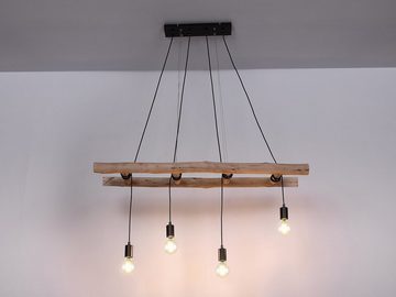 meineWunschleuchte LED Pendelleuchte, Dimmfunktion, LED wechselbar, Warmweiß, Balkenlampe mit Holz-balken hängend für Esstisch Kücheninsel L: 115cm