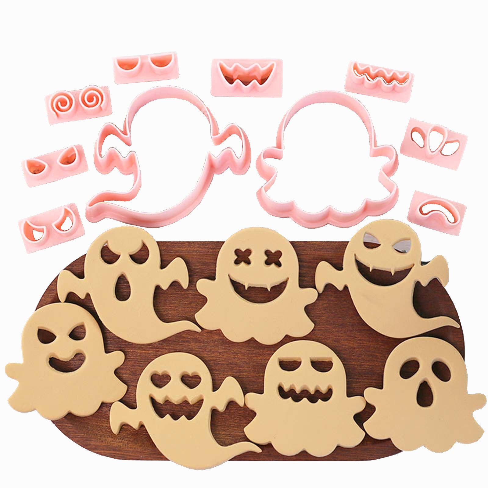 CLTYQ Ausstechform Ausstechformen Kinder Set Backform Mini Halloween Silikonform, (10-St), Mini-Geister-Ausstechformen, DIY-Keksstempel mit 3D-Halloween