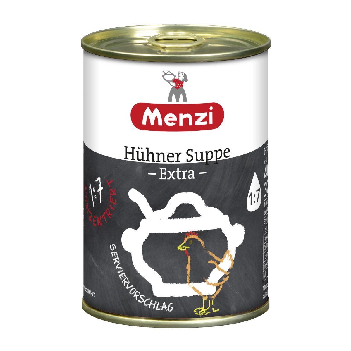 Menzi Fertiggericht, Menzi Hühner Suppe extra konzentriert kräftig im Geschmack 400ml