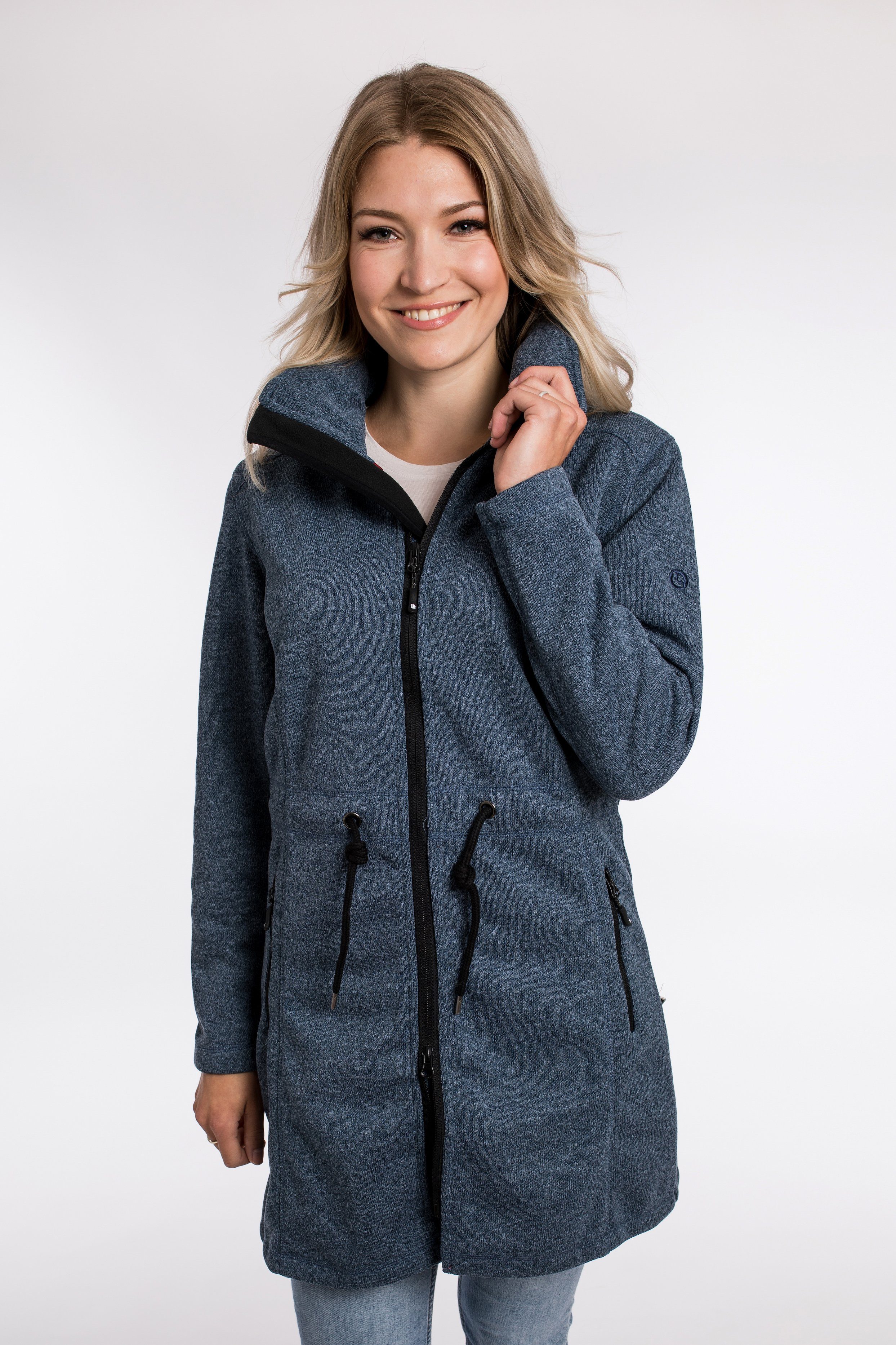 DEPROC Active Softshellparka KEDGWICK WOMEN LONG Softshellmantel in urbaner Strickfleeceoptik