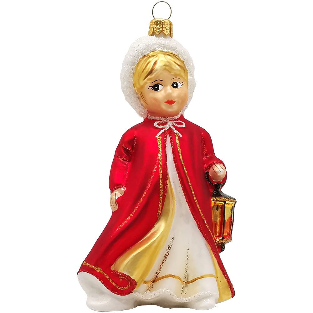 Schatzhauser Christbaumschmuck Engel Christkind mit Laterne, rot (1-tlg), mundgeblasen, handbemalt