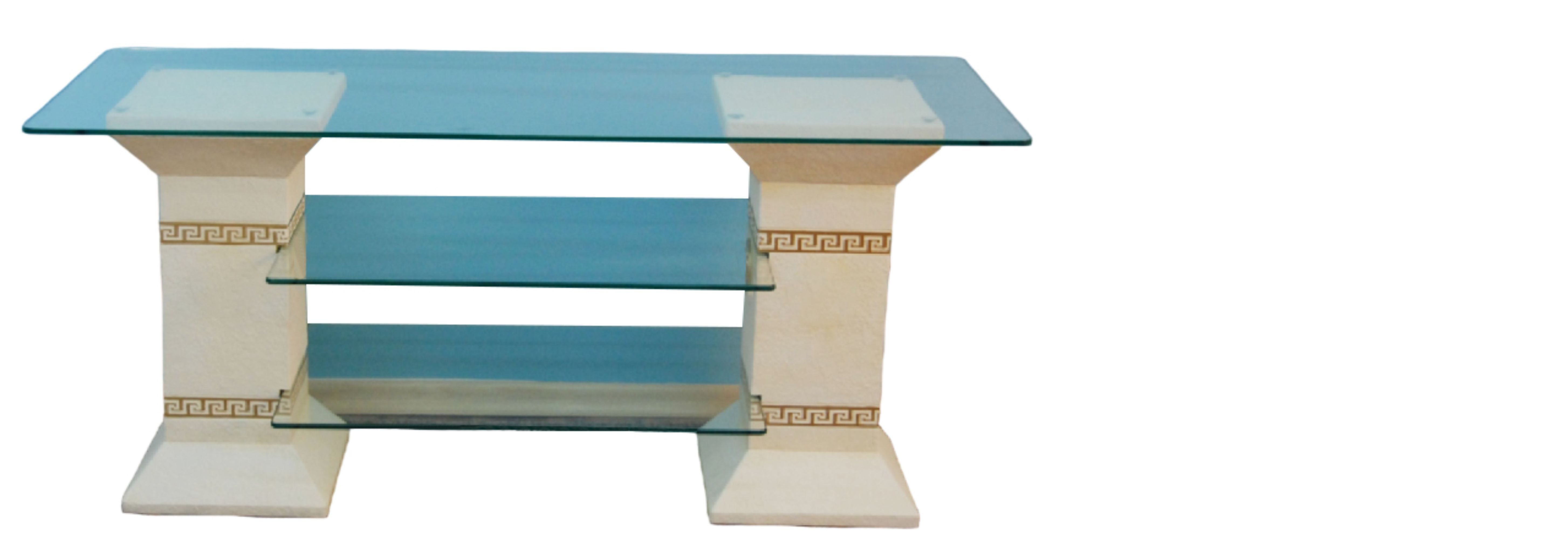 JVmoebel Glastisch Elegantes Glasregal in Weiß aus Handarbeit mit praktischem Stauraum (1-St), Made in Europa