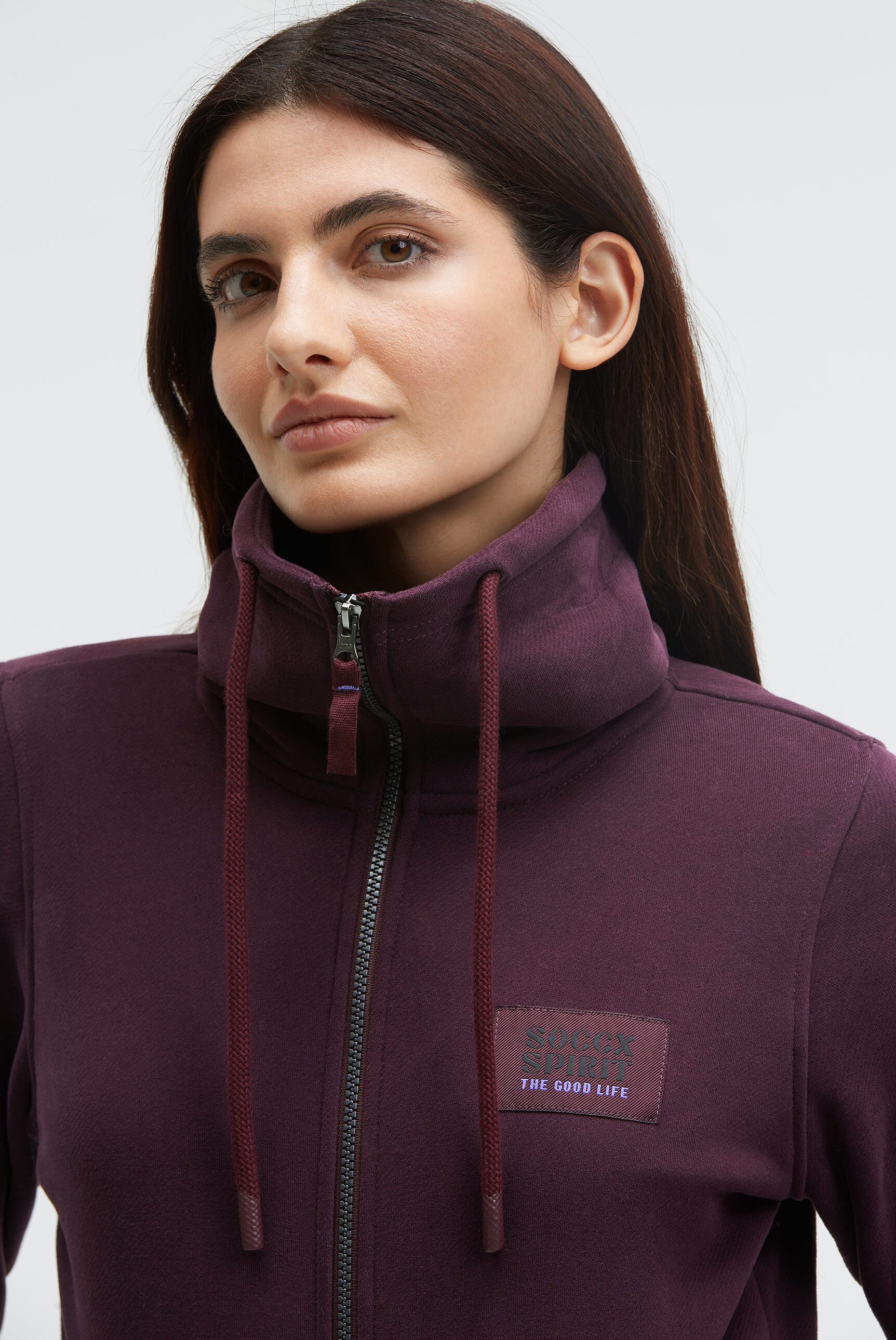 SOCCX Sweatjacke mit Bindeband am Saum