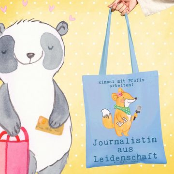 Mr. & Mrs. Panda Tragetasche Journalistin Leidenschaft - Sky Blue - Geschenk, Interview, Beuteltas (1-tlg), Lange Tragegriffe