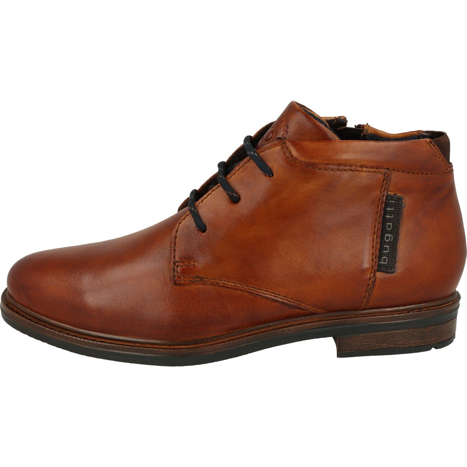 bugatti Ruggiero 311-A8Z33-4100 Herren Schuhe seitlicher Reißverschluss Schnürstiefel echt Leder, Cognac Boots Leder Stiefel