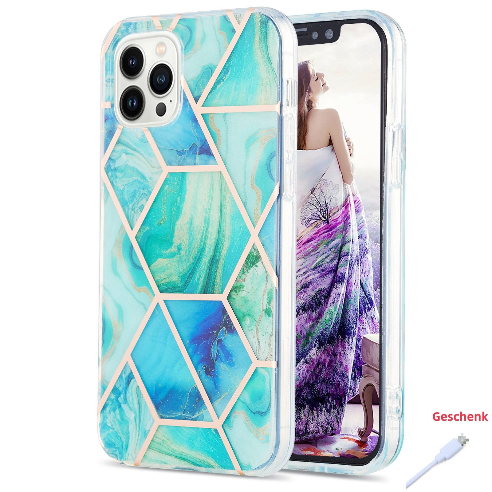 trends for living Handyhülle Splice Marmor Hülle für iPhone X XS 12 13 14 15 16 Pro Max Plus Schutz