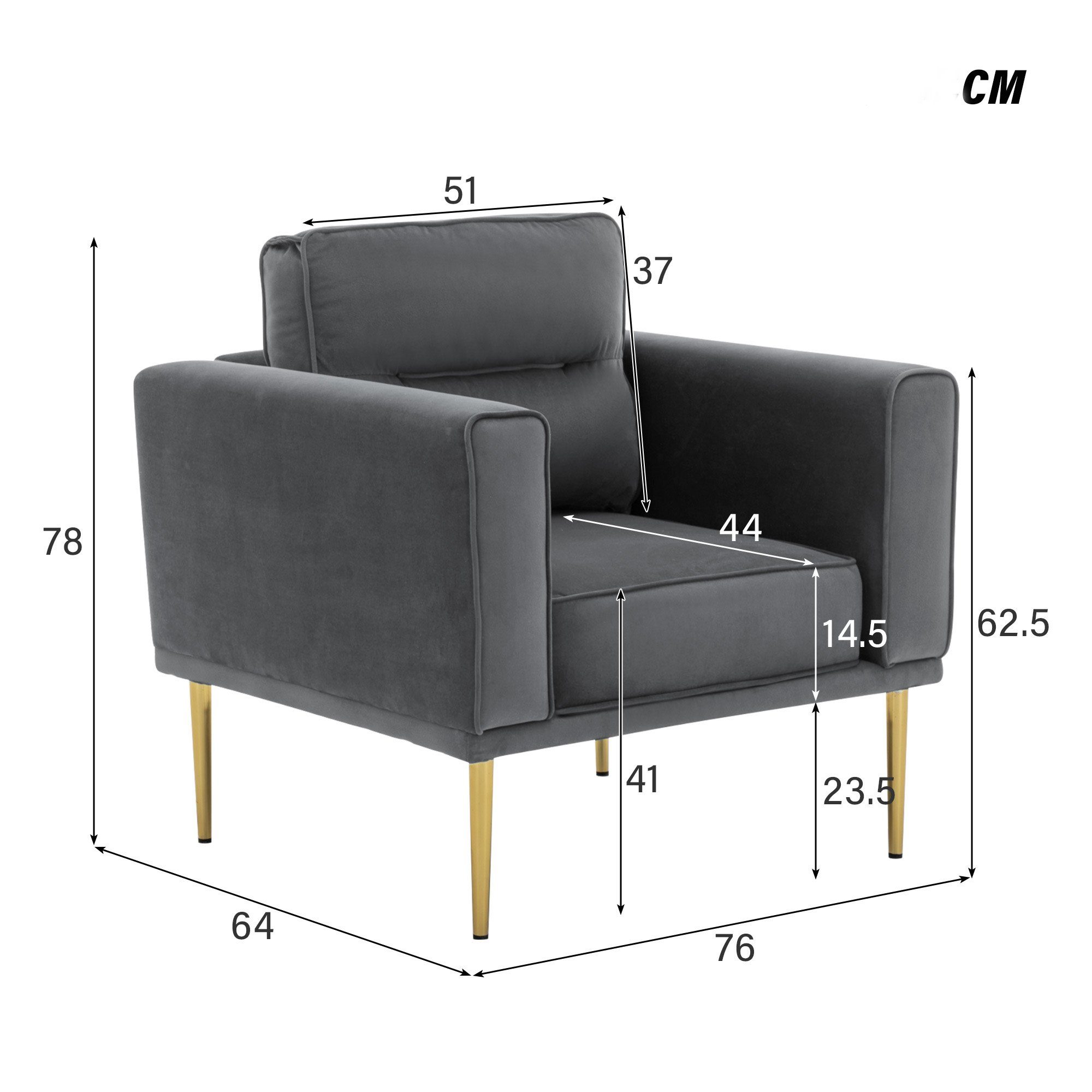 Samtstuhl, Zierkissen minimalistischer GLIESE Polsterstuhl mit Einzelsofasessel,