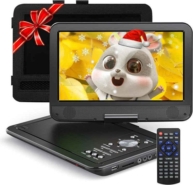 Yoton Portabler DVD-Player (10.5 inch, Haltepunkt-Speicherfunktion, Monitor klapp- & drehbar, Lautsprecher)