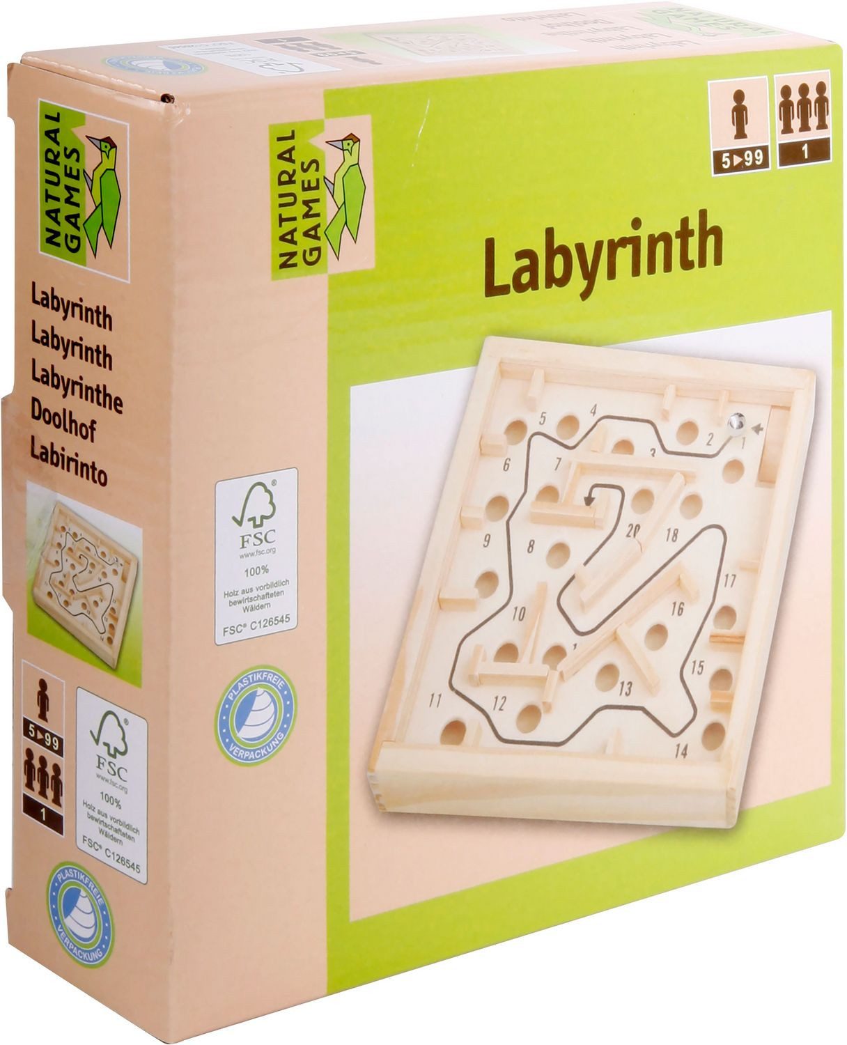 Spiel Classic Games Holz Labyrinth 12 x 12 cm