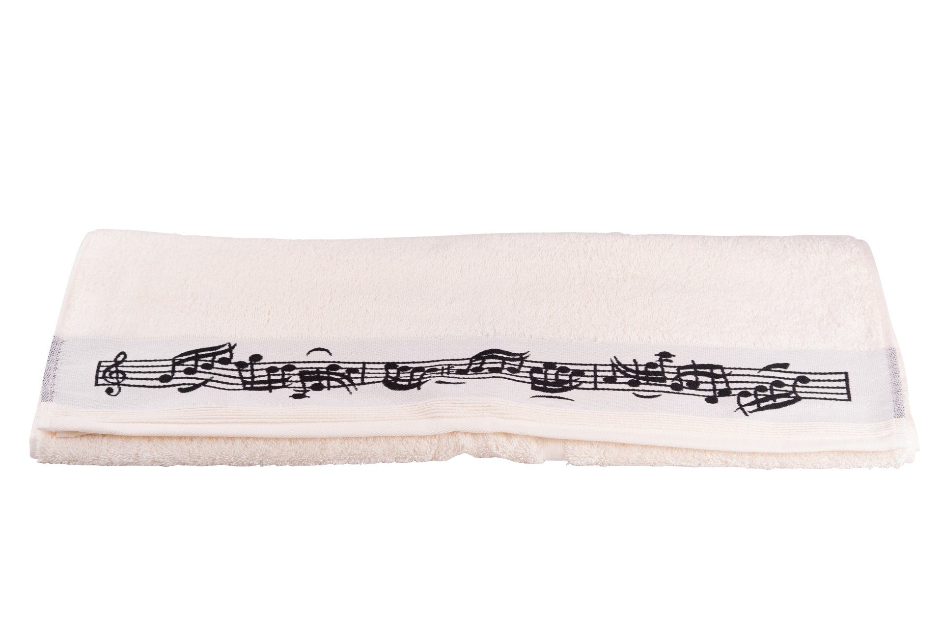 frottana Duschtücher, Baumwolle (1-St), Duschtuch Notenbordüre und Violinschlüssel mit cremefarbenes