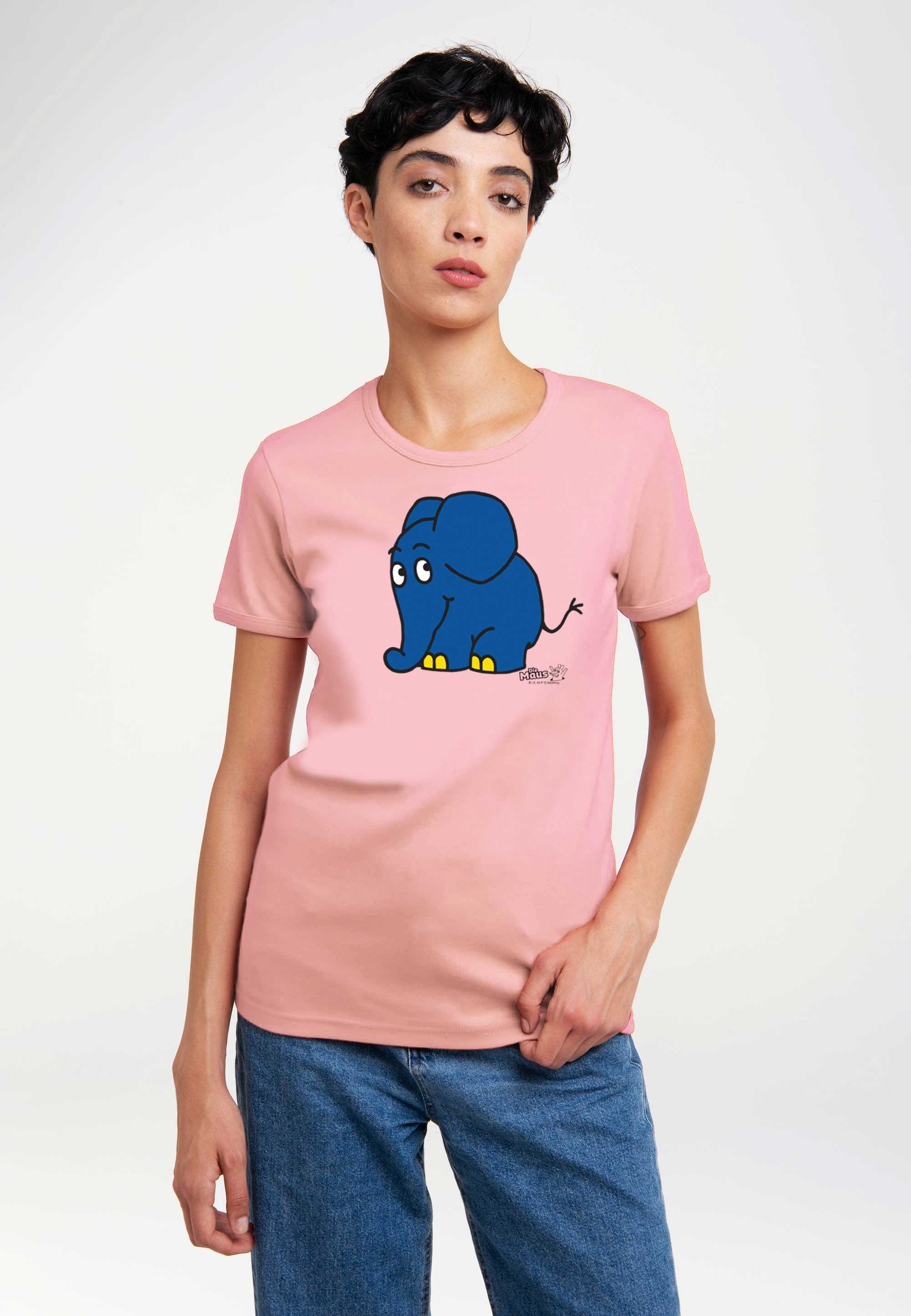 und besten Angenehme weiche Print, LOGOSHIRT Baumwolle Sendung bietet mit Elefant coolem Komfort T-Shirt mit - Maus der