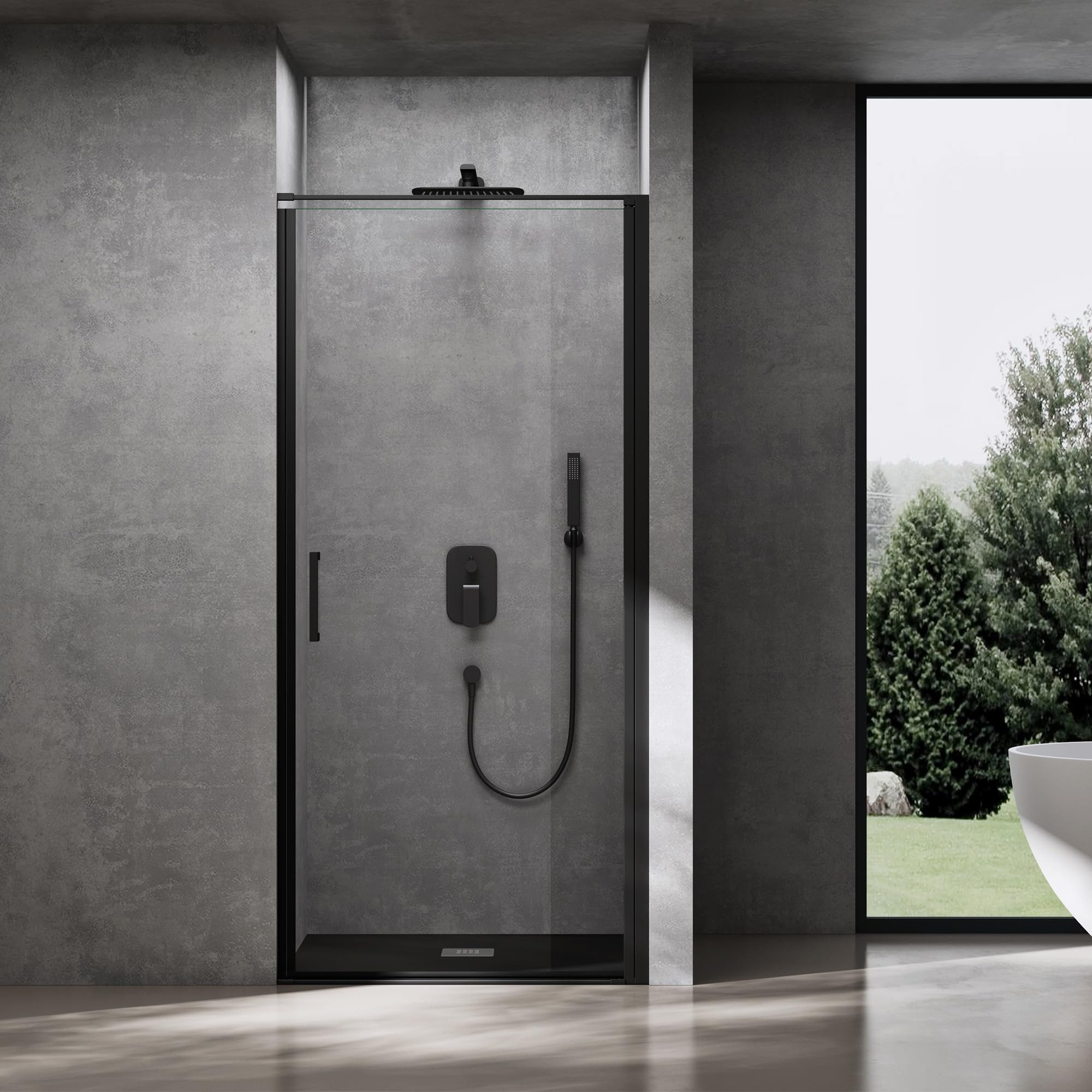 doporro Dusch-Drehtür Duschtür Nischentür dusche Duschabtrennung Duschkabine Teramo36, 75x195 cm, Einscheibensicherheitsglas