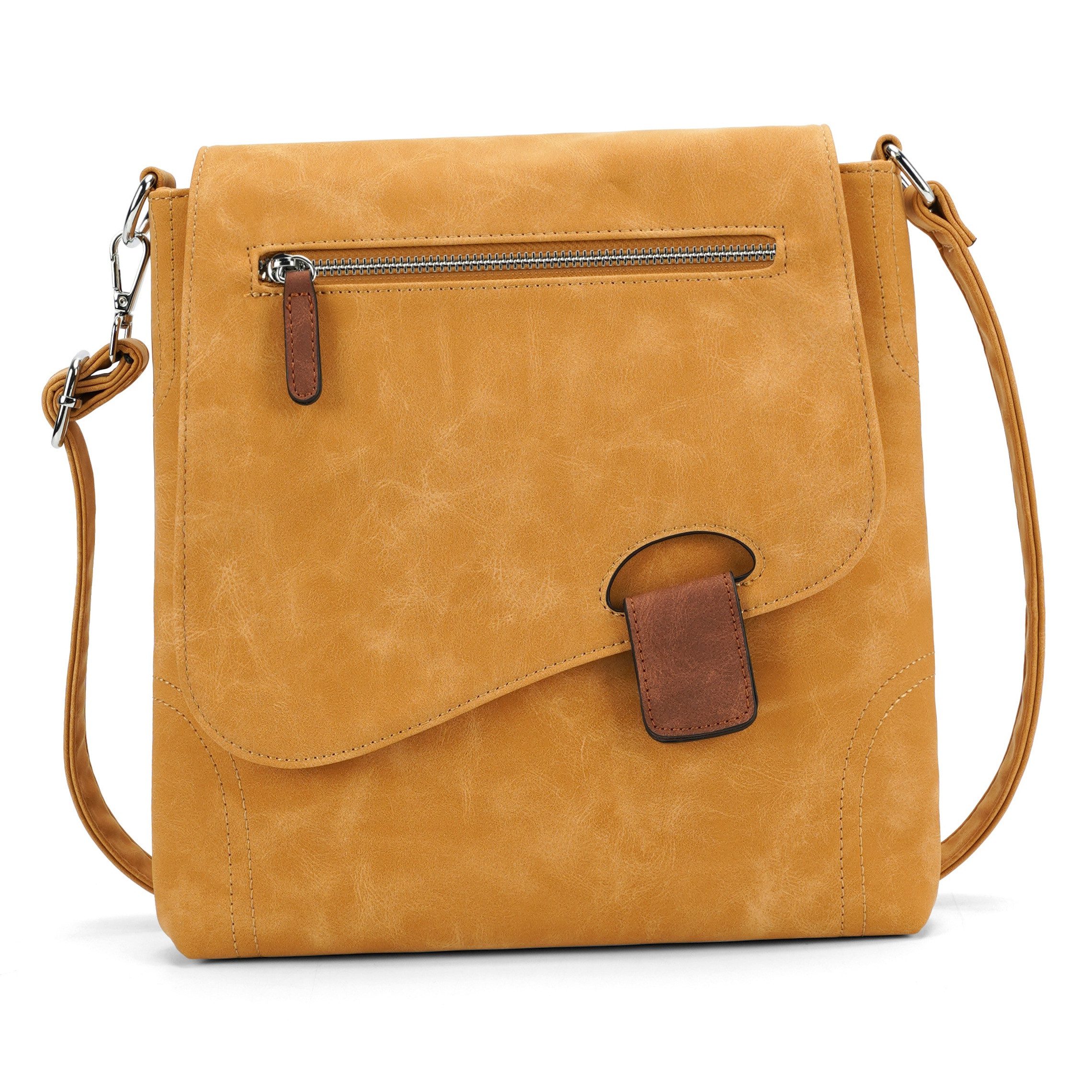 MIRROSI Schultertasche Damen Umhängetasche Leder-Optik, ca. 28 x 28 x 5 cm (verstellbaren Schulterriemen), Mittelgroße Tasche, Umhängetasche für jeden Anlass