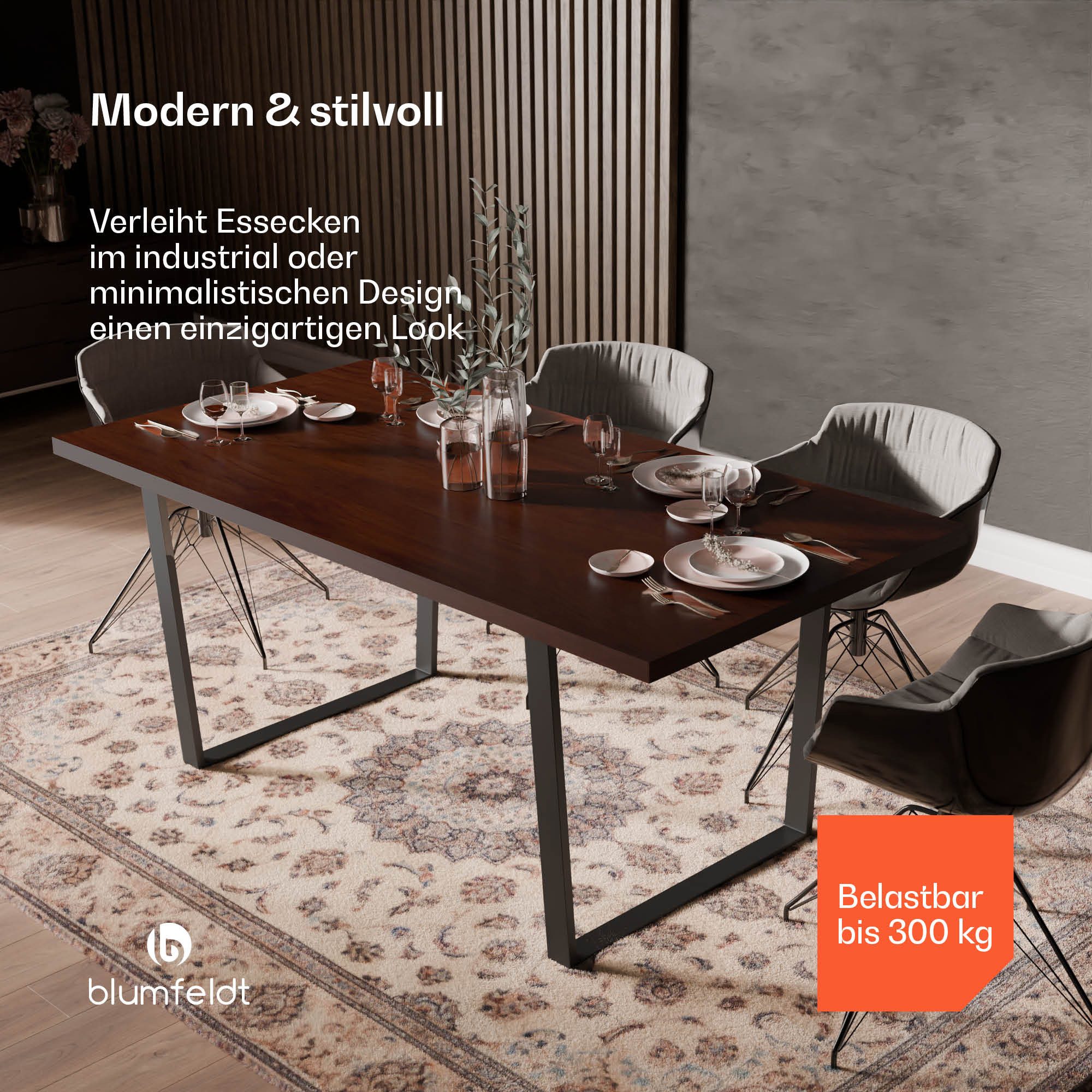 blumfeldt Esstisch Bearsdon 180x90 (Packung, 1 Tisch), Bistro EssTisch Holz Klassich Garten Furniture Möbel 180 x 90 cm