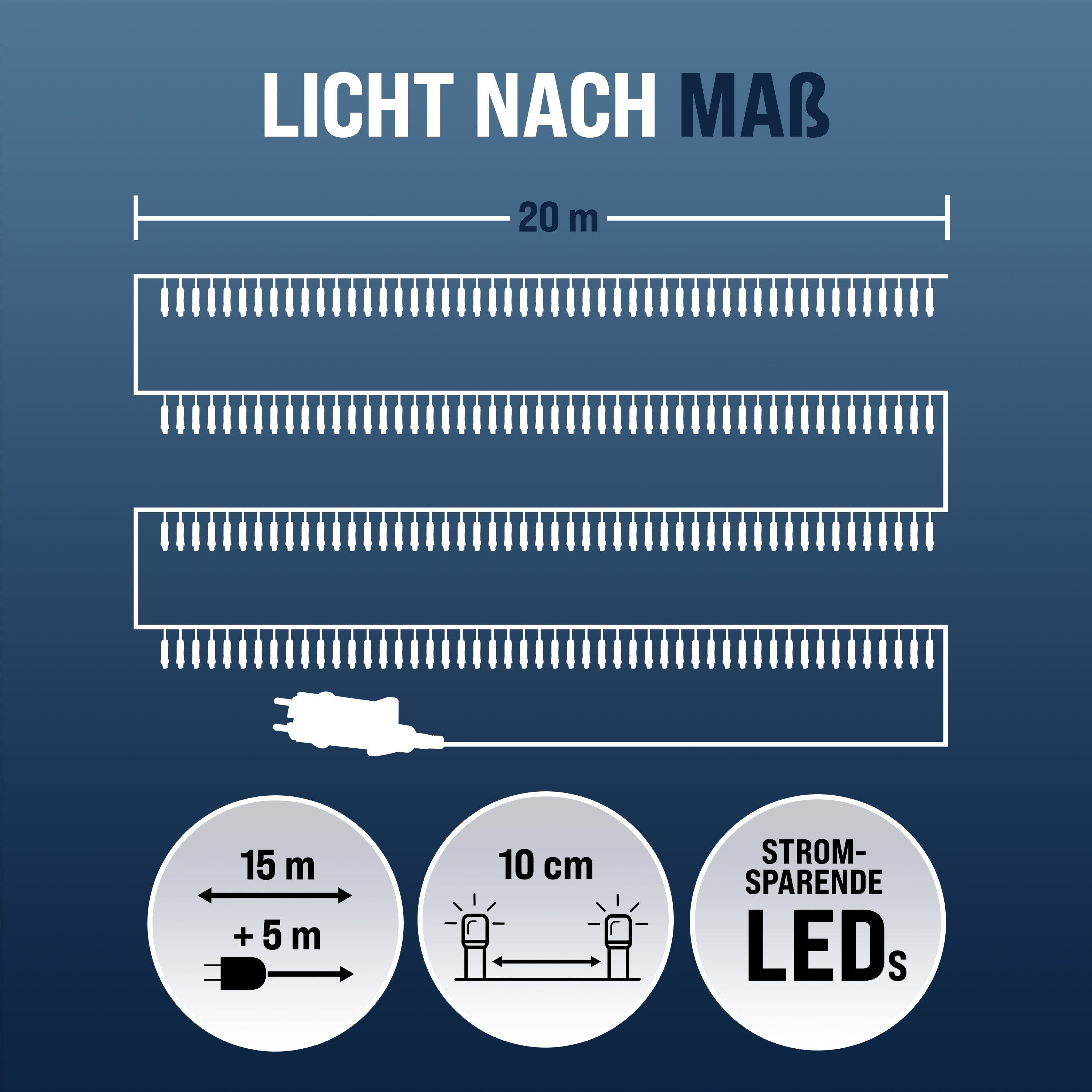 monzana Lichterkette, 200/400/600 LEDs warmweiß/kaltweiß/bunt Weihnachtsbaum