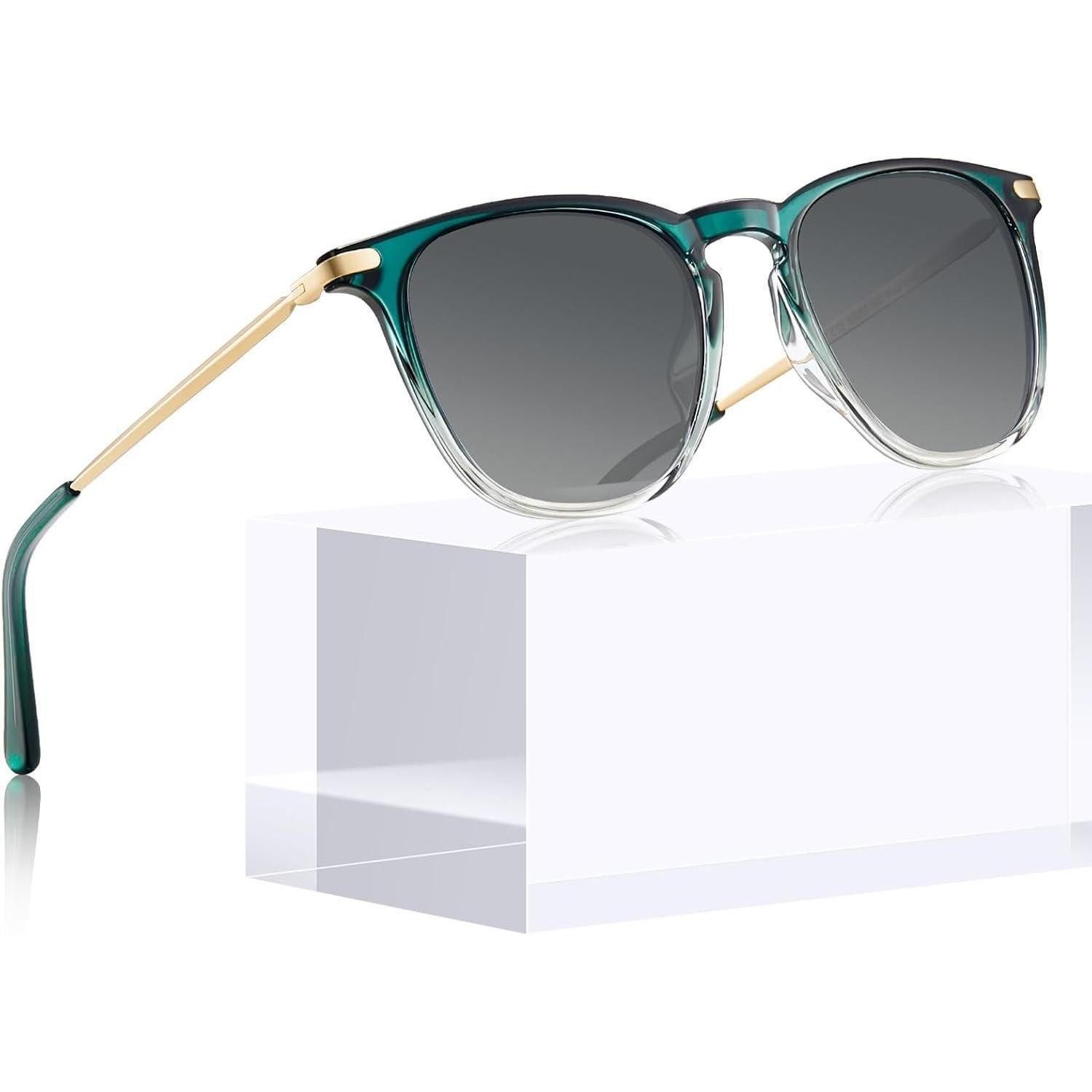 Sonnenbrille Sonnenbrille Rahme Farbverlauf Grün Linse Farbverlauf Grau