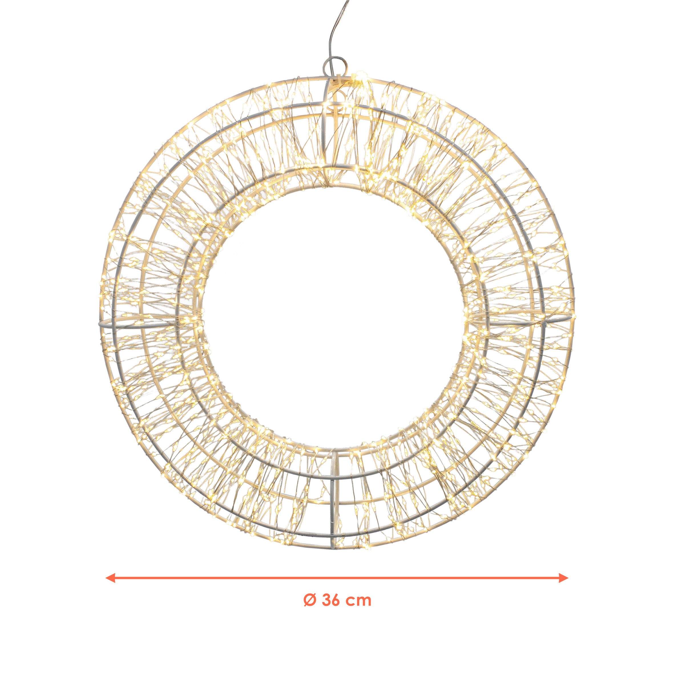 Spetebo Dekokranz LED Metallkranz silber 960 günstig online kaufen