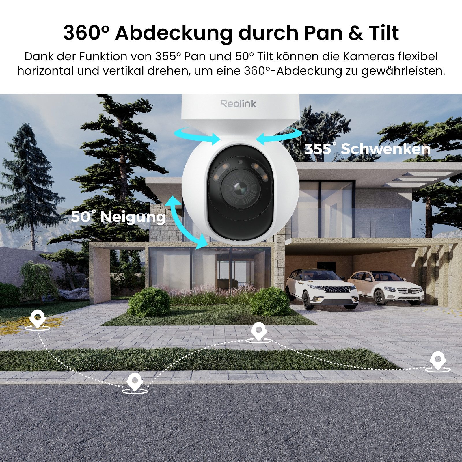 Reolink Überwachungskamera 4K PoE PT Überwachungssystem (Außenbereich, 8MP,360° Auto-Tracking, 8-Kanal NVR mit 2TB HDD,Smarte KI-Erkennung)
