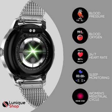 LUNIQUESHOP Smartwatch (1,19 Zoll, Android, iOS), mit Telefonfunktion, Sprachassistent Blutdruckmonitor Schlafmonitor