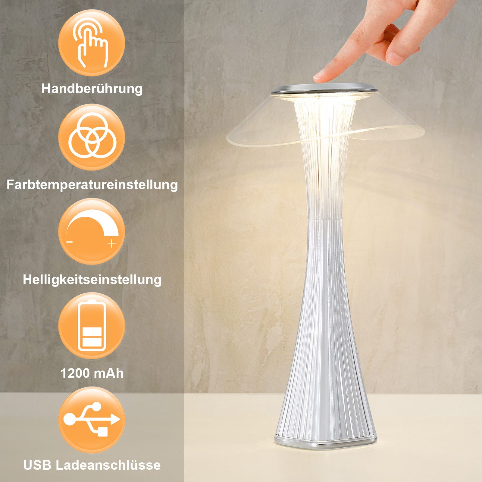 Nettlife LED Nachttischlampe Dimmbar Modern USB mit 3 Helligkeitsstufen Tis günstig online kaufen