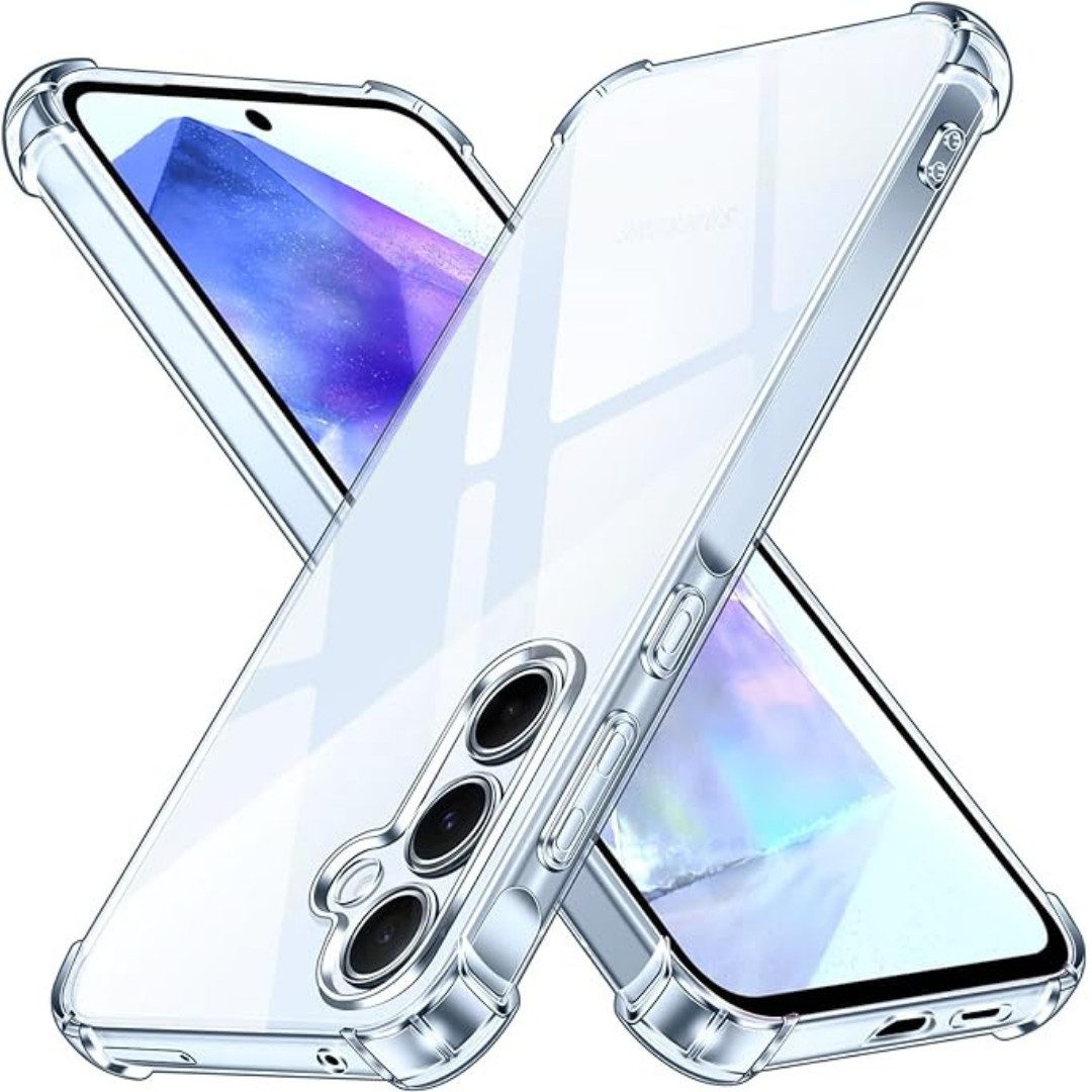 SmartUP Smartphone-Hülle Silikon Hülle für Samsung Galaxy A55 5G (Transparent), Rundumschutz, Displayschutz