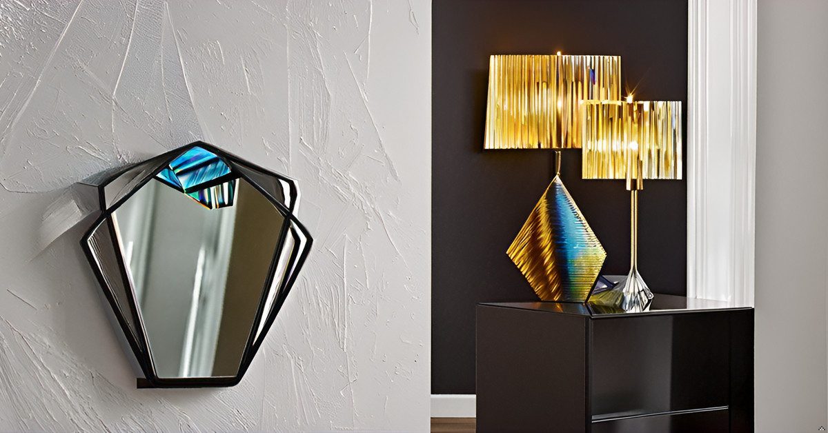 habeig Wandspiegel Art Deco Spiegel, Pentagonform, günstig online kaufen