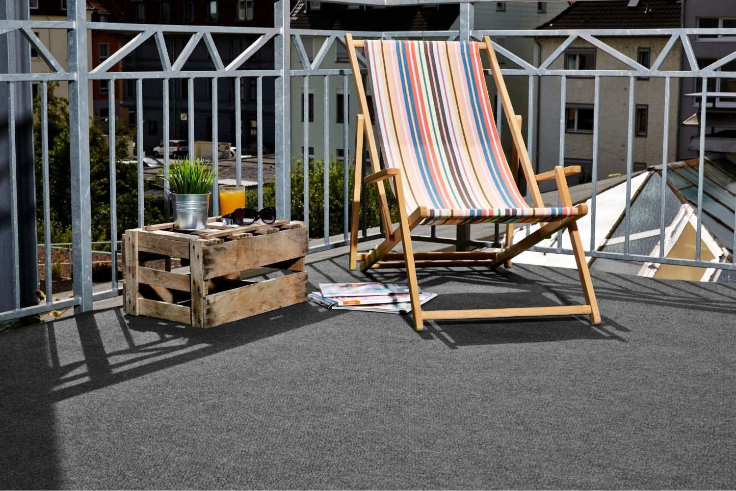 misento Kunstrasen Easy, rechteckig, Höhe: 4 mm, Rasenteppich für Balkon und Terrasse mit Drainage-Noppen