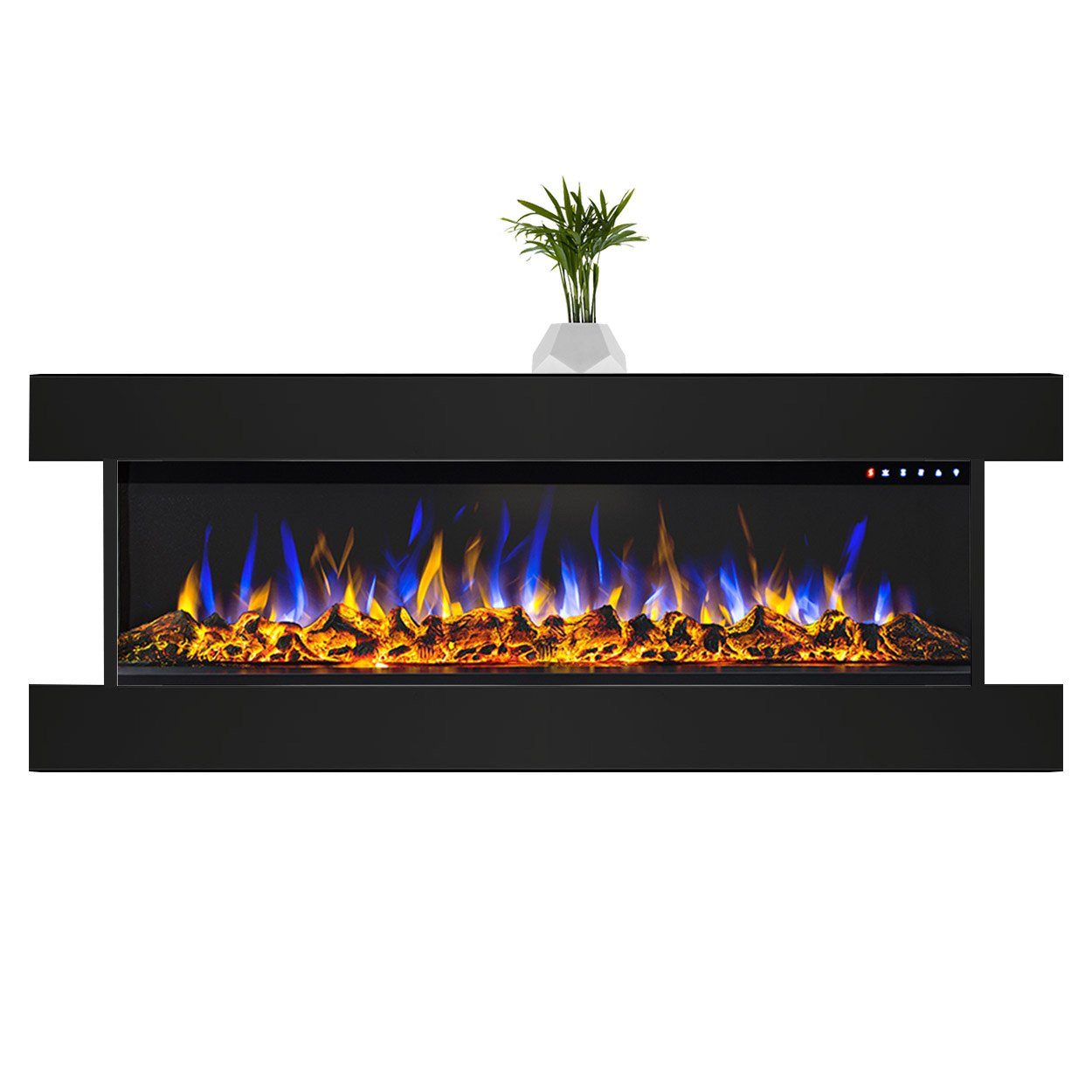 GLOW FIRE Elektrokamin Insert Clear, mit Heizfunktion bis 1600W, Fernbedienung & Abschaltautomatik schwarz