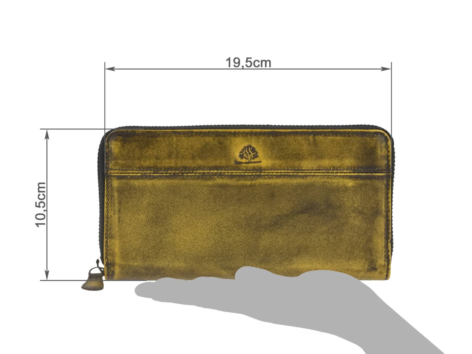 Greenburry Geldbörse "Destressed" Leder Geldbörse RFID, Querformat, Lederbörse, Portemonnaie, 19x10cm