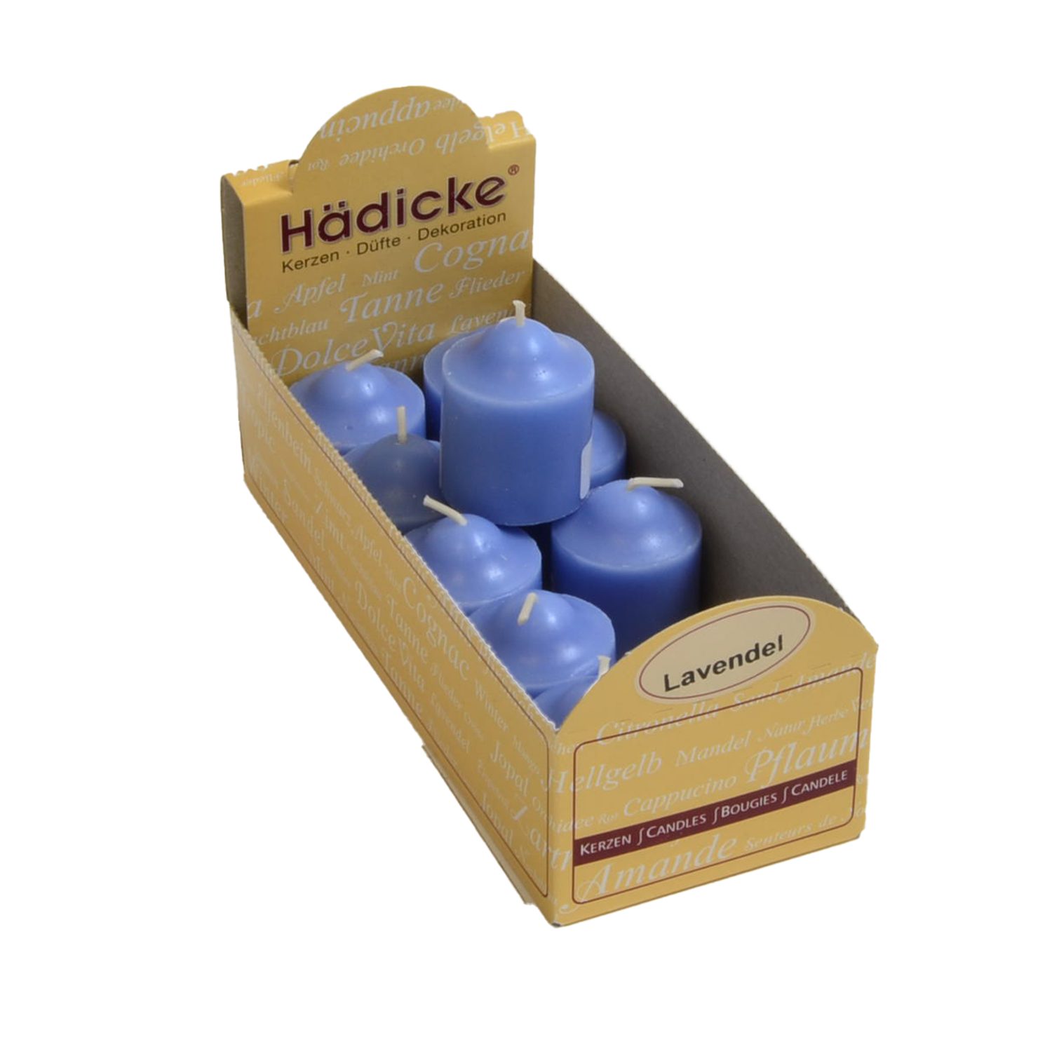 Hädicke Duftkerze Votiv Duftkerze blau Lavendel im 10er Pack intensiv duftend