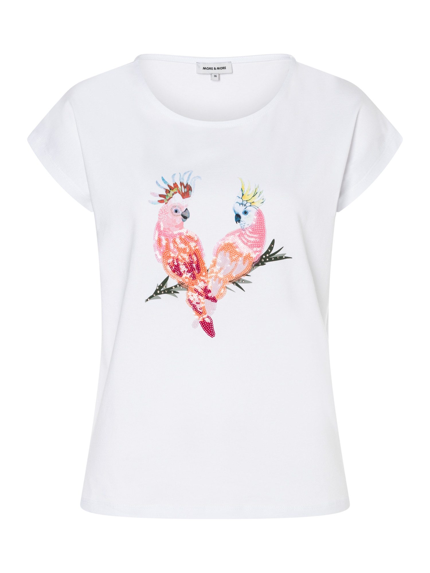 MORE&MORE Kurzarmshirt tropical Baumwoll-T-Shirt, Papageien