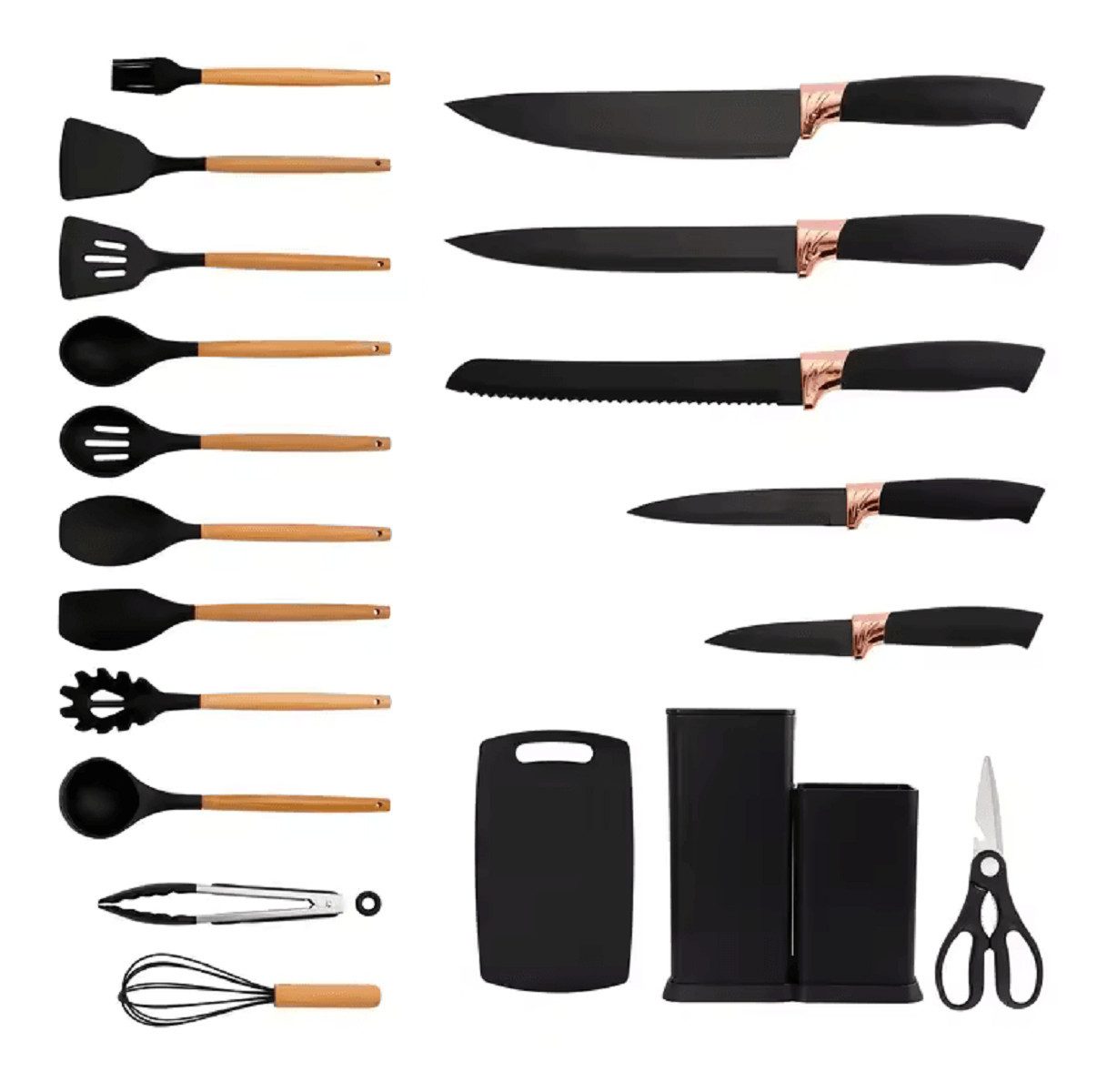 Cheffinger Kochbesteck-Set Küchenset Messerset & Küchenhelfer (19-tlg), Robust