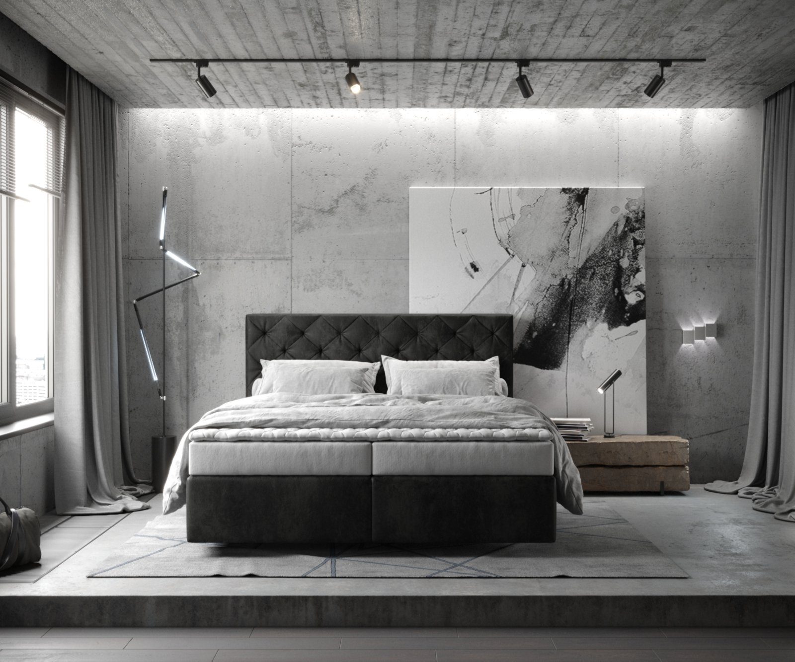 DELIFE Boxspringbett Dream-Great, Mikrofaser Anthrazit Vintage günstig online kaufen