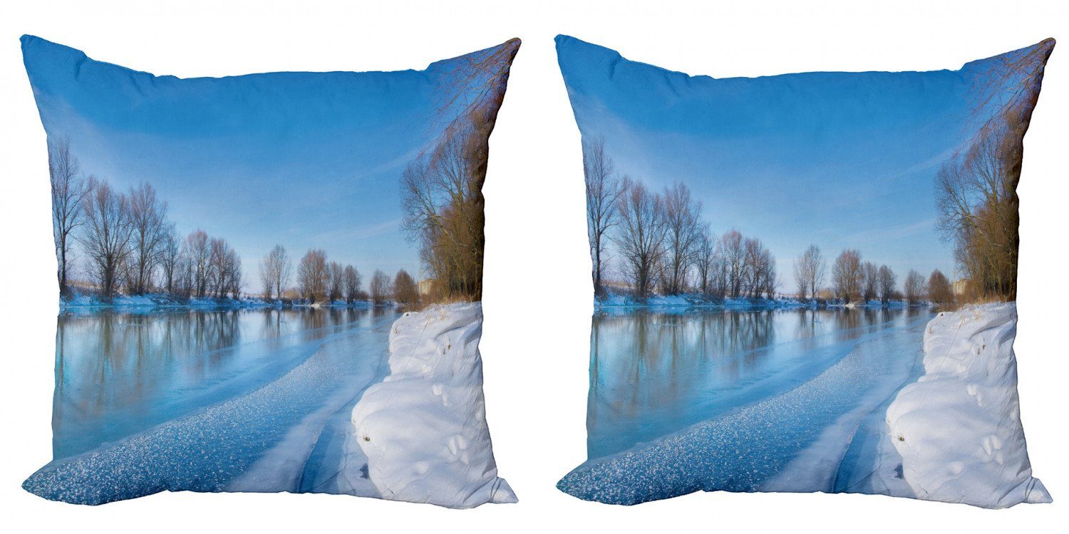Kissenbezüge Modern Accent Doppelseitiger Digitaldruck, Abakuhaus (2 Stück), Winter Eisiges Wetter Sky