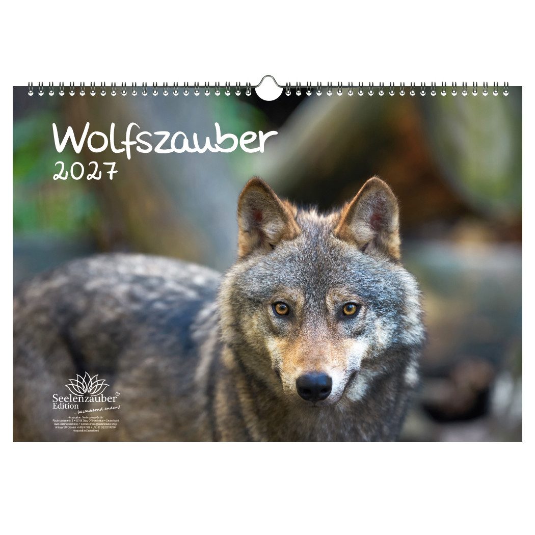 Seelenzauber Wandkalender Wolfszauber DIN A3 Kalender für 2027 Wolf und Wölfe - Seelenzauber