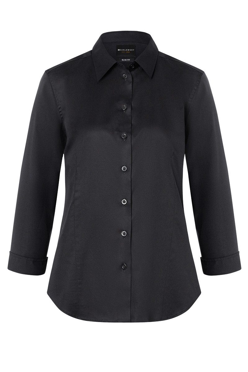 Karlowsky Fashion Kurzarmbluse KARLOWSKY Damen Bluse ACTIVE-STRETCH 3/4-Arm Modern-Fit Schwarz