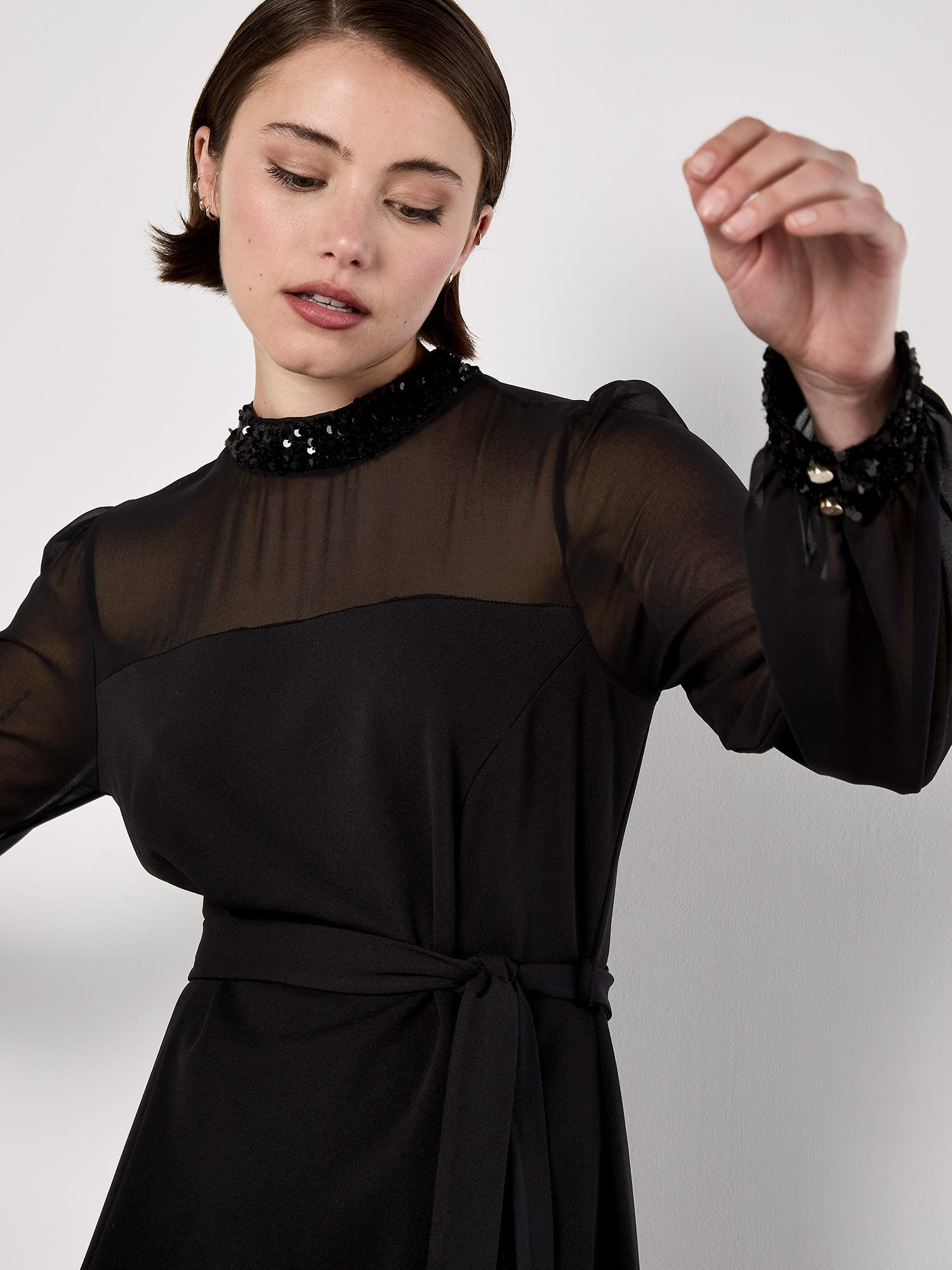 Apricot Partykleid Minikleid (2-tlg., mit Bindeband) mit Bindeband