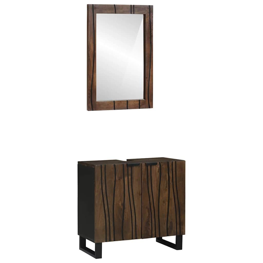 vidaXL Badezimmer-Set Badezimmermöbel-Set mit Regal 2 pcs Walnussbraun Holzwerkstoff, (2-St)