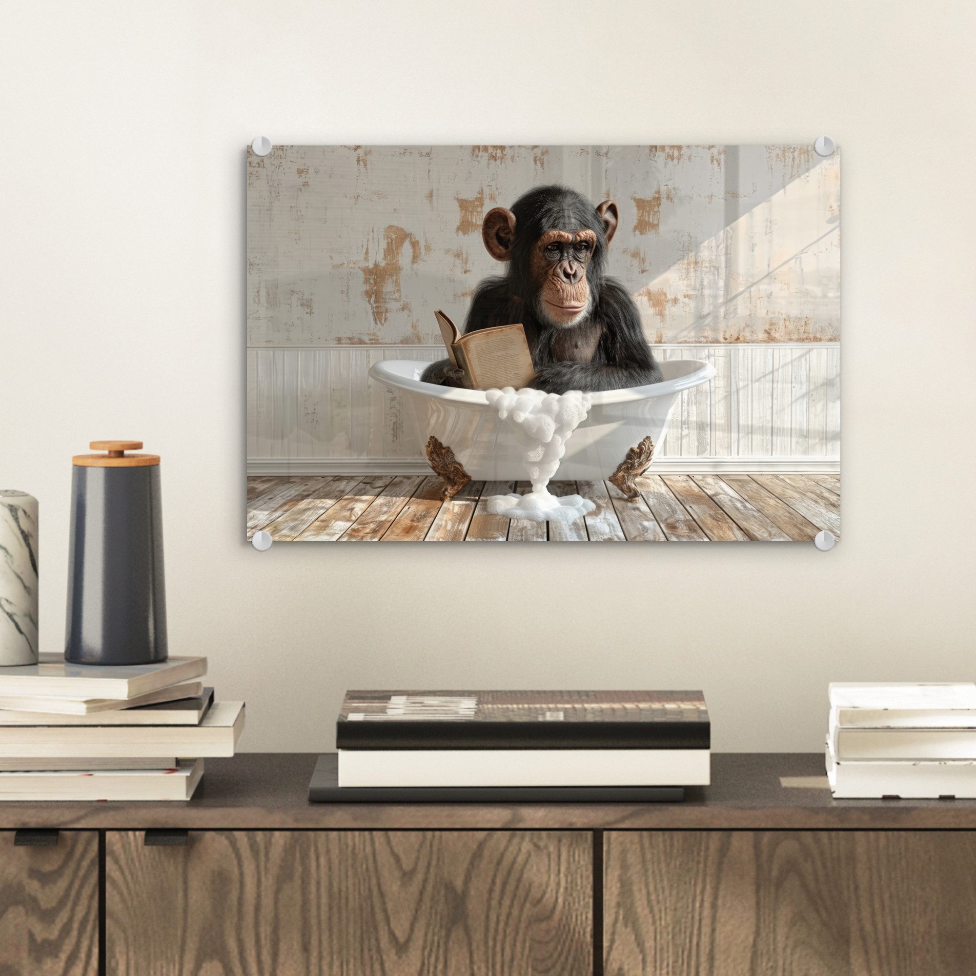 MuchoWow Acrylglasbild Vintage - Affe - günstig online kaufen