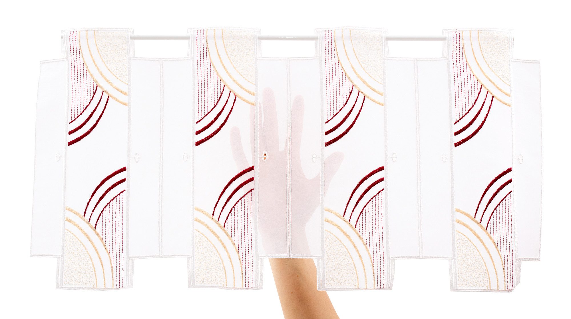 Gardinen Kranzusch Scheibengardine Streifenmuster Welle (1 St), Stangendurchzug, transparent, Stablöcher,transparent