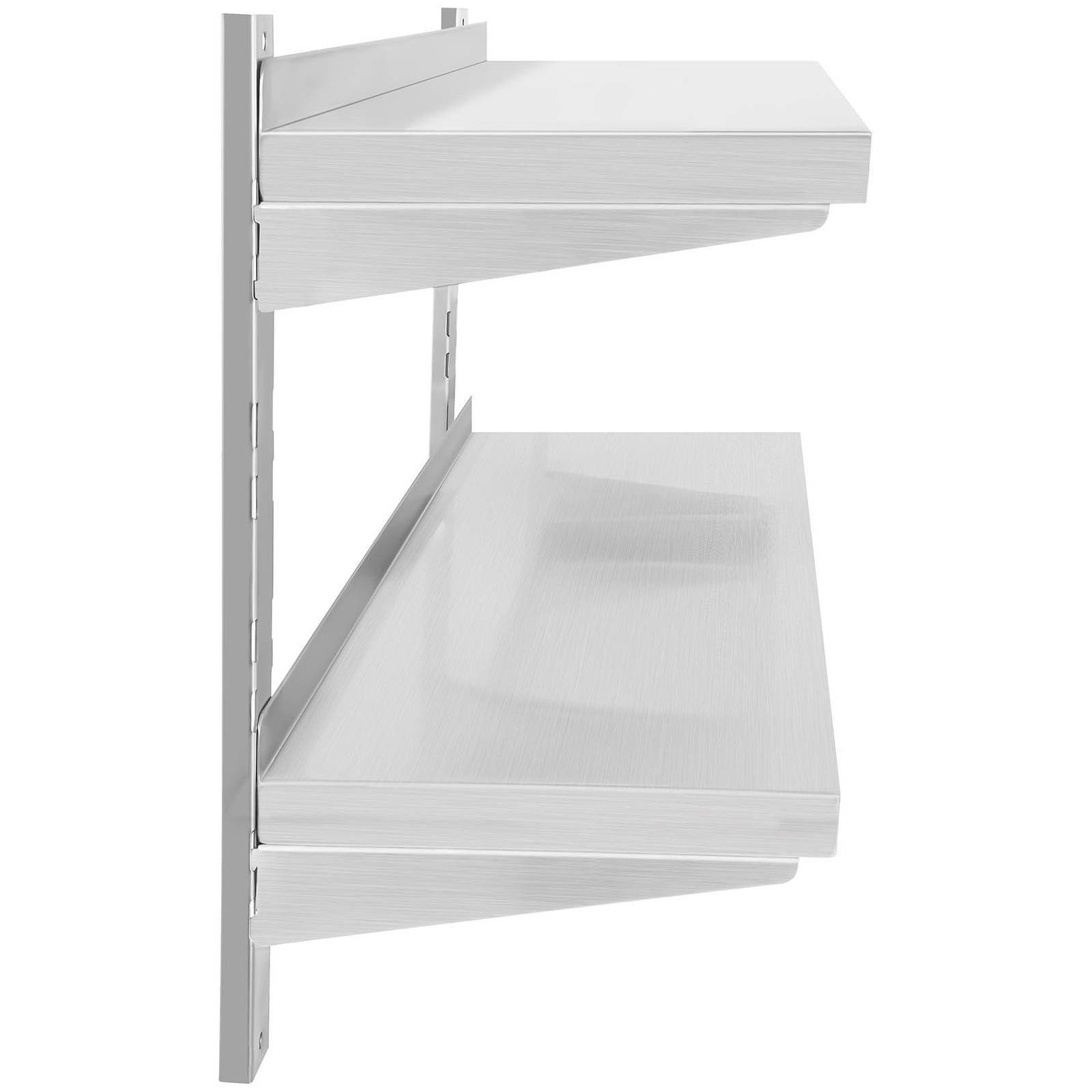 Royal Catering Hängeregal 140 cm Wandbord Gastro doppeltes Wandregal Edelstahl Regal Wandbord, verschiedene Größen