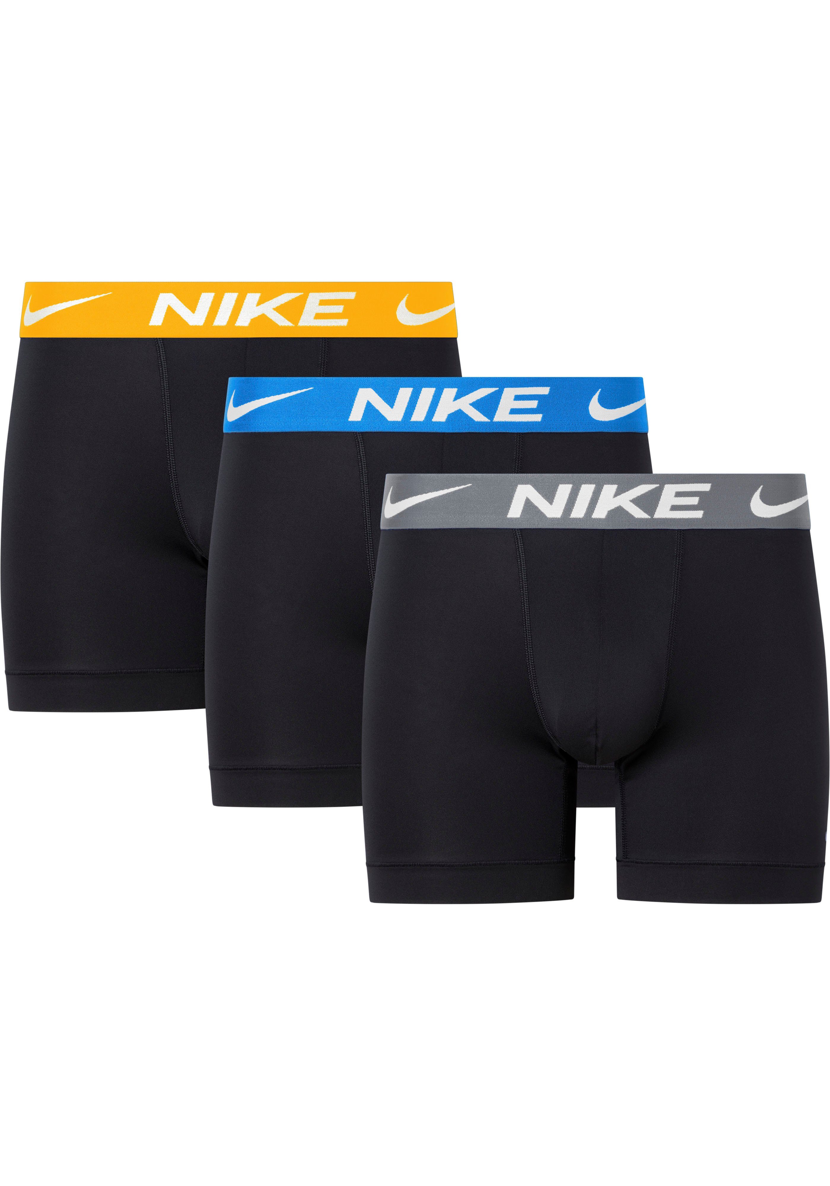 3PK BOXER BLACK/BLUE/COOL-GREY/TOTAL-ORANGE BRIEF 3-St., Boxer Logo-Elastikbund mit Nike (Packung, NIKE Underwear 3er-Pack)