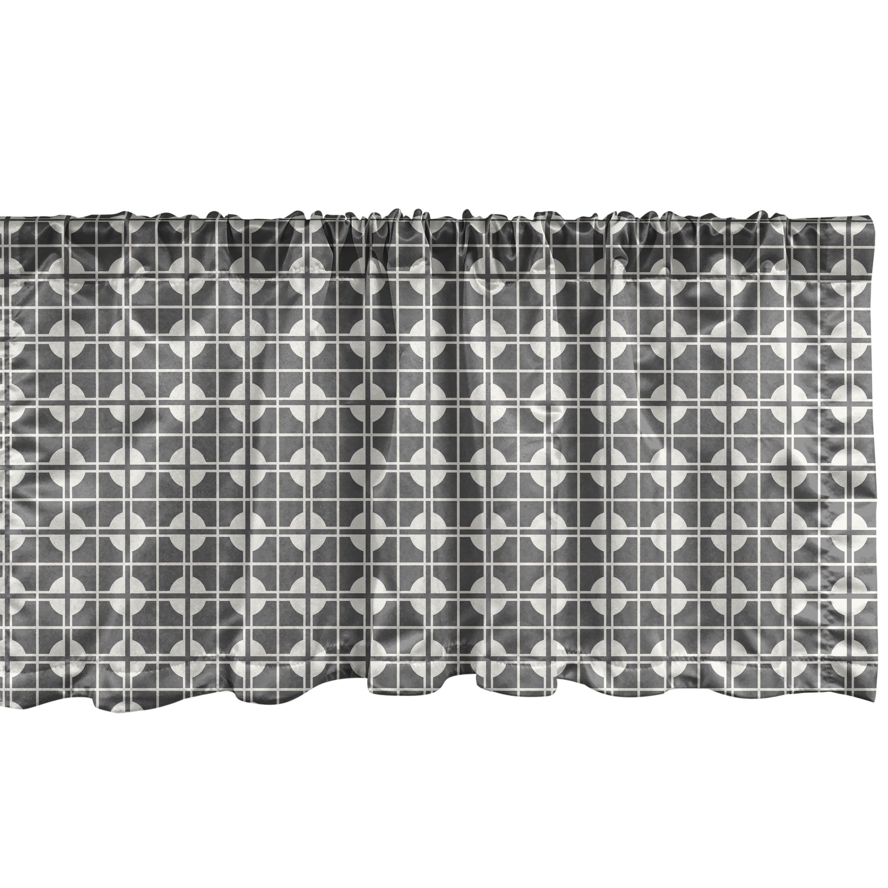 Scheibengardine Vorhang Volant für Küche Schlafzimmer Dekor mit Stangentasche, Abakuhaus, Microfaser, Abstrakt Linien Squares und Rounds