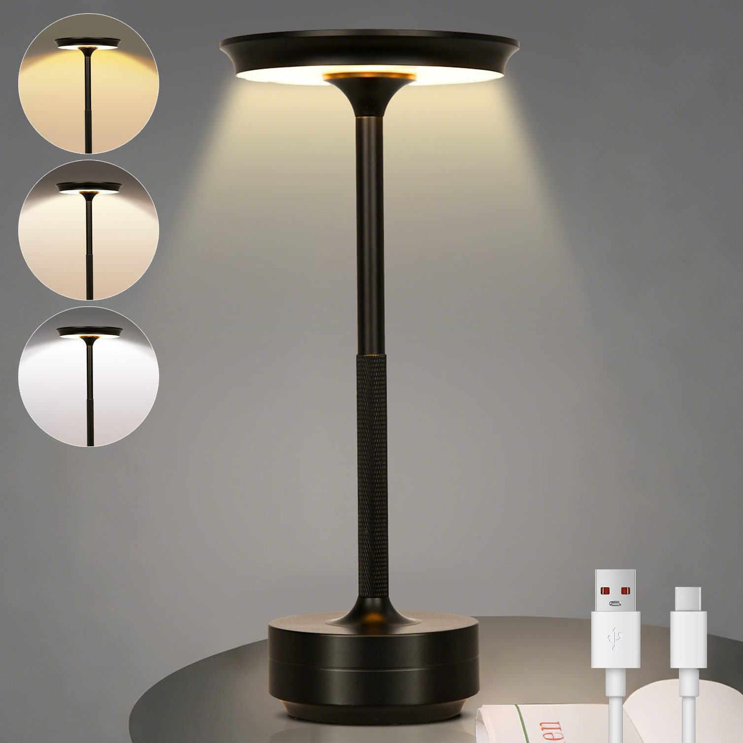 LMaxhome USB-Tischleuchte LED Wiederaufladbare Kabellose Akku Tischlampe mi günstig online kaufen