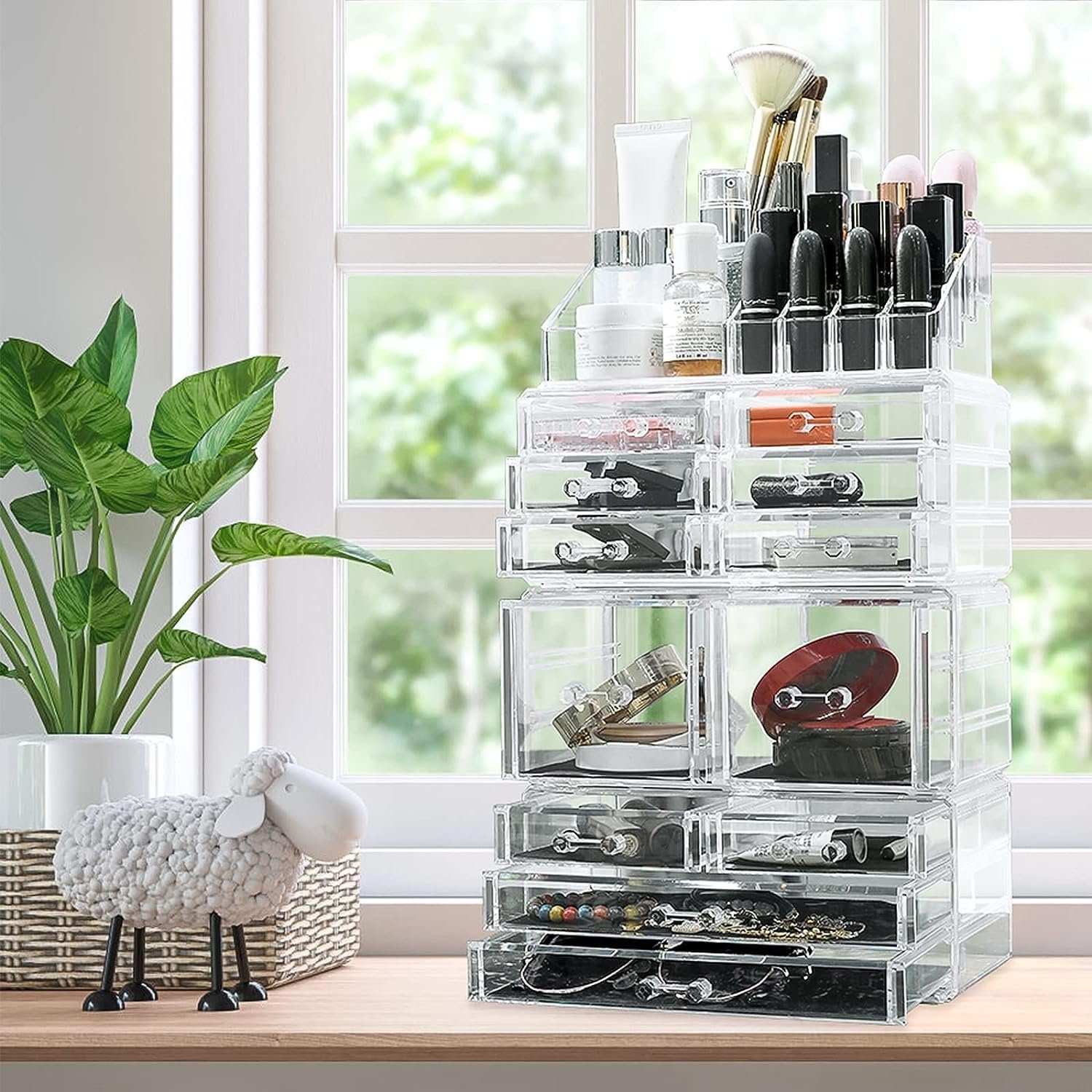 TLGREEN Make-Up Organizer Makeup Organizer mit 12 Schubladen Kosmetik Aufbewahrungsbox