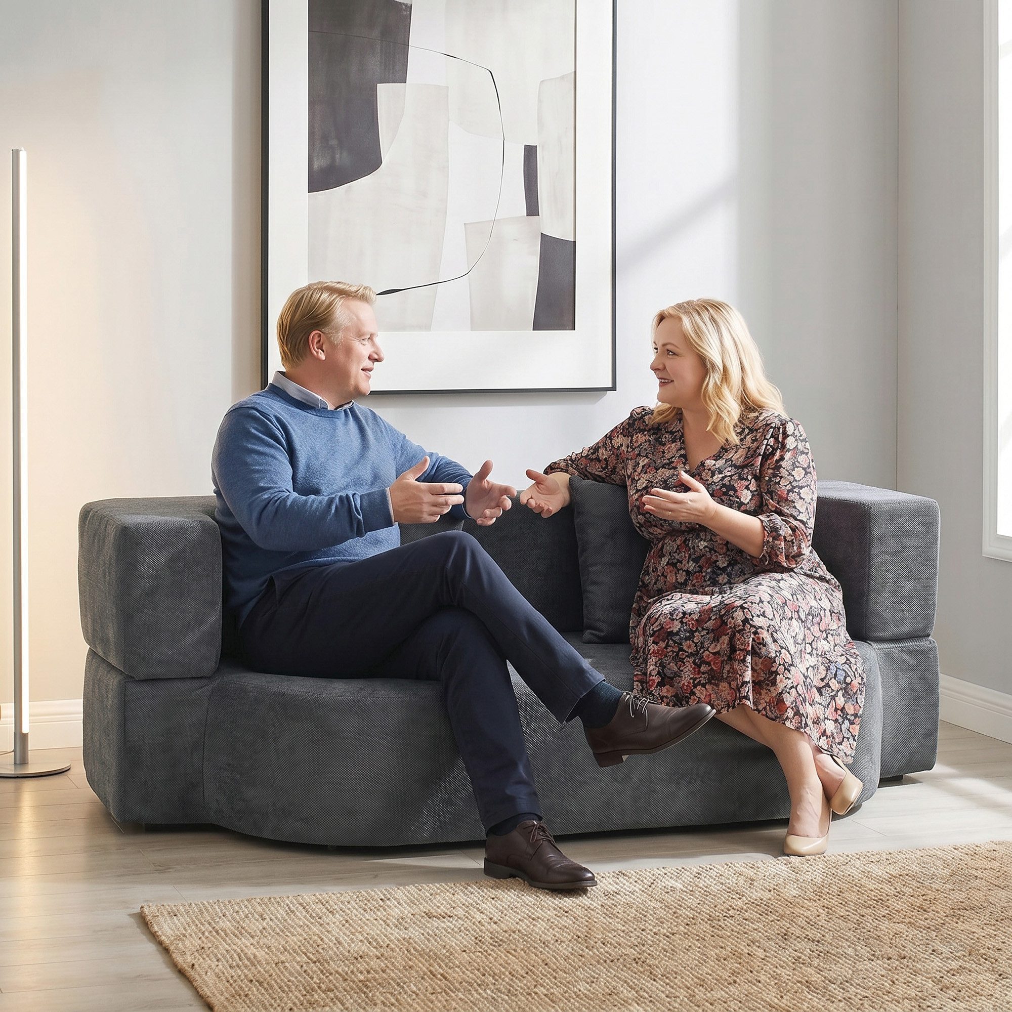 HOMCOM Schlafsofa 2-Sitzer Bodensofa Schlafcouch mit Armlehnen & 2 Kissen, Sofabett 1 Teile, für Wohnzimmer, Schlafzimmer, Dunkelgrau